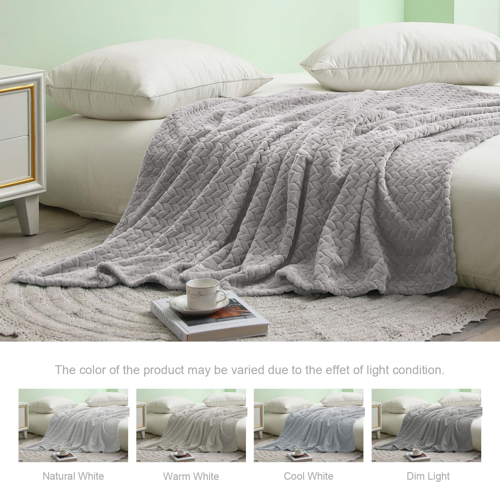 Kuscheldecke 130x150 Cm Hellgrau - Flauschige Fleece Decke Für Sofa