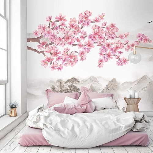 Miniatura 3 de Murwall Floral Wallpaper Cherry Blossom Wall Mural Landscape Wall Art Chinese Home Decor Asiatic Cafe Design Natural Wall Pictures
