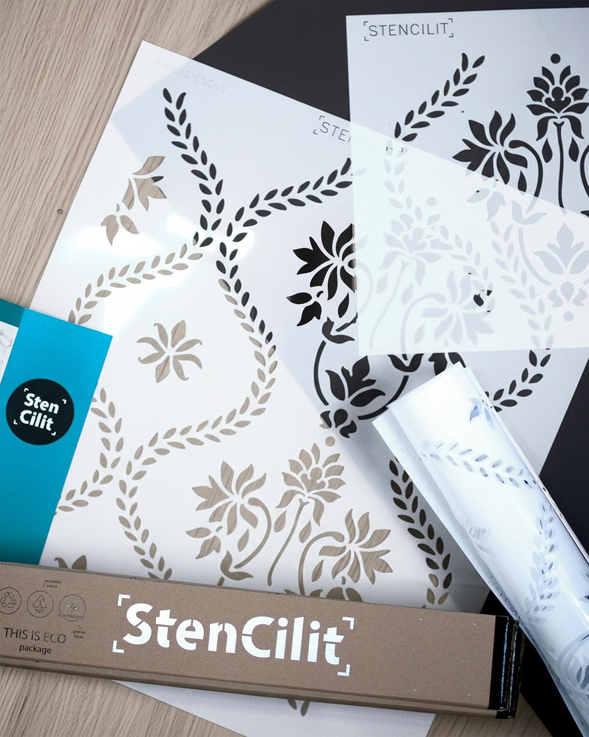 STENCILIT® Boutique Damask Wall Stencil for Painting - 2 Pack of 17 x 20 in Stencil, Victorian Wall Stencils for Painting Large Pattern, Damask Large Wall Stencils