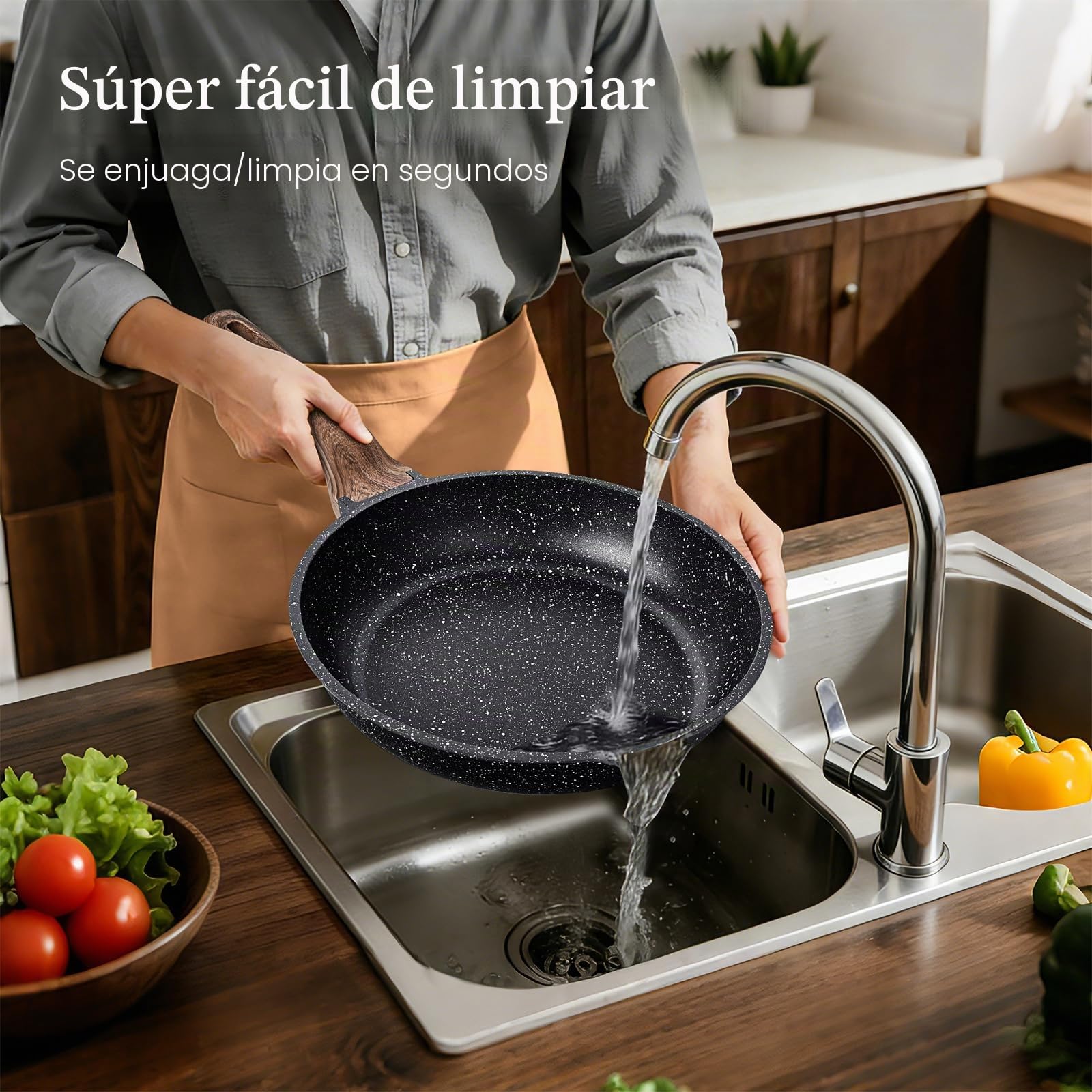Terlulu Juego de ollas y sartenes de inducción – Juego de 13 sartenes antiadherentes, juego de utensilios de cocina de granito negro con tapa, juego de cacerolas antiadherentes, juego de sartenes,