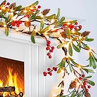 Vista 14 de Guirnalda de Navidad de 6.5 pies con luces en forma de estrella, decoraciones de Navidad preiluminadas, guirnalda iluminada con batería, decoración