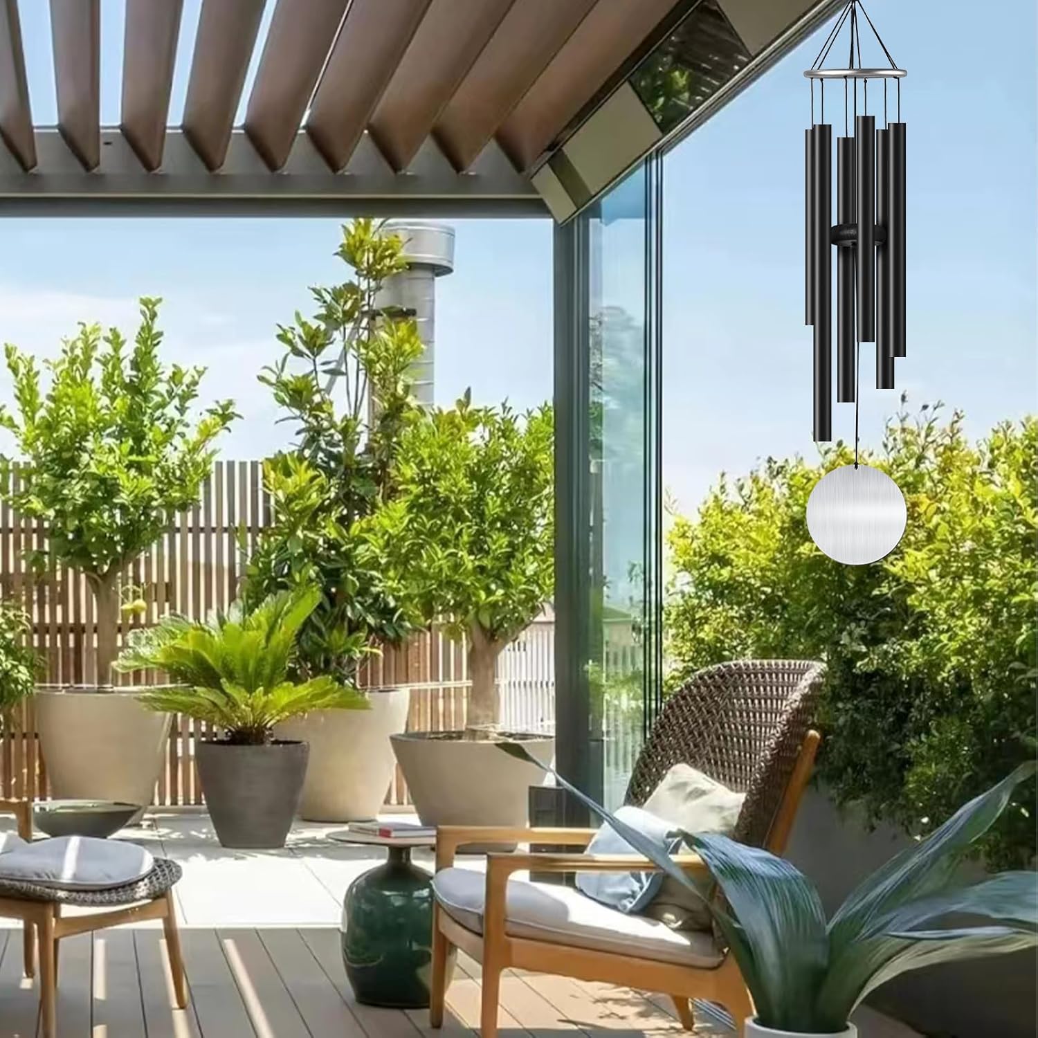 Wind Chimes for Outside, 32-inch Aluminum Deep Tone Wind Chimes, Memorial WindChimes Outdoor, Best Gifts for Mom, Grandma, Suitable for Garden, Patio, Backyard Decoration(Black) - Image 6