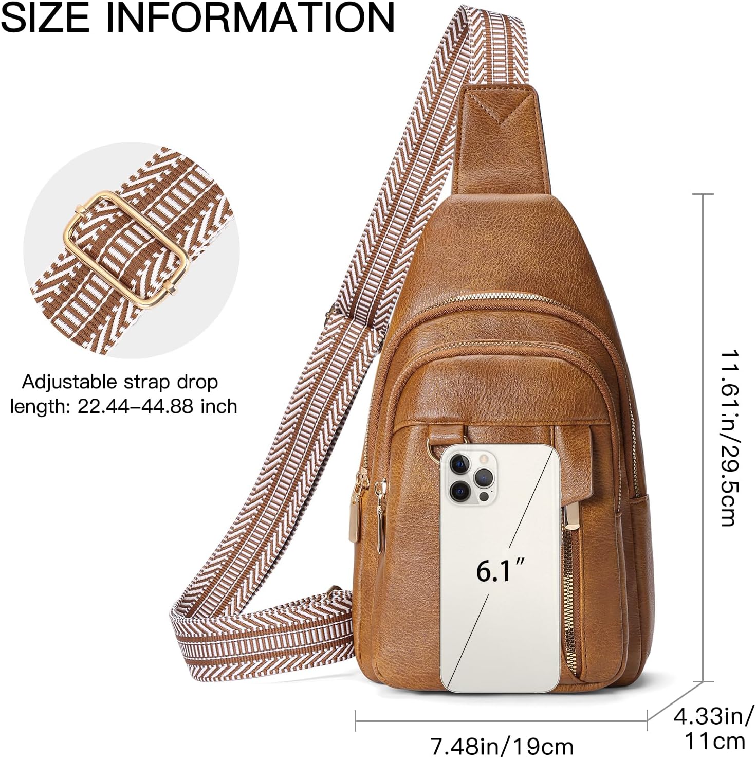 GAEKEAO Sling Bag for Women Crossbody Bags Fanny Pack Vegan Leather Chest Bag Travel Shoulder Belt Purse Backpack Gifts - Image 7