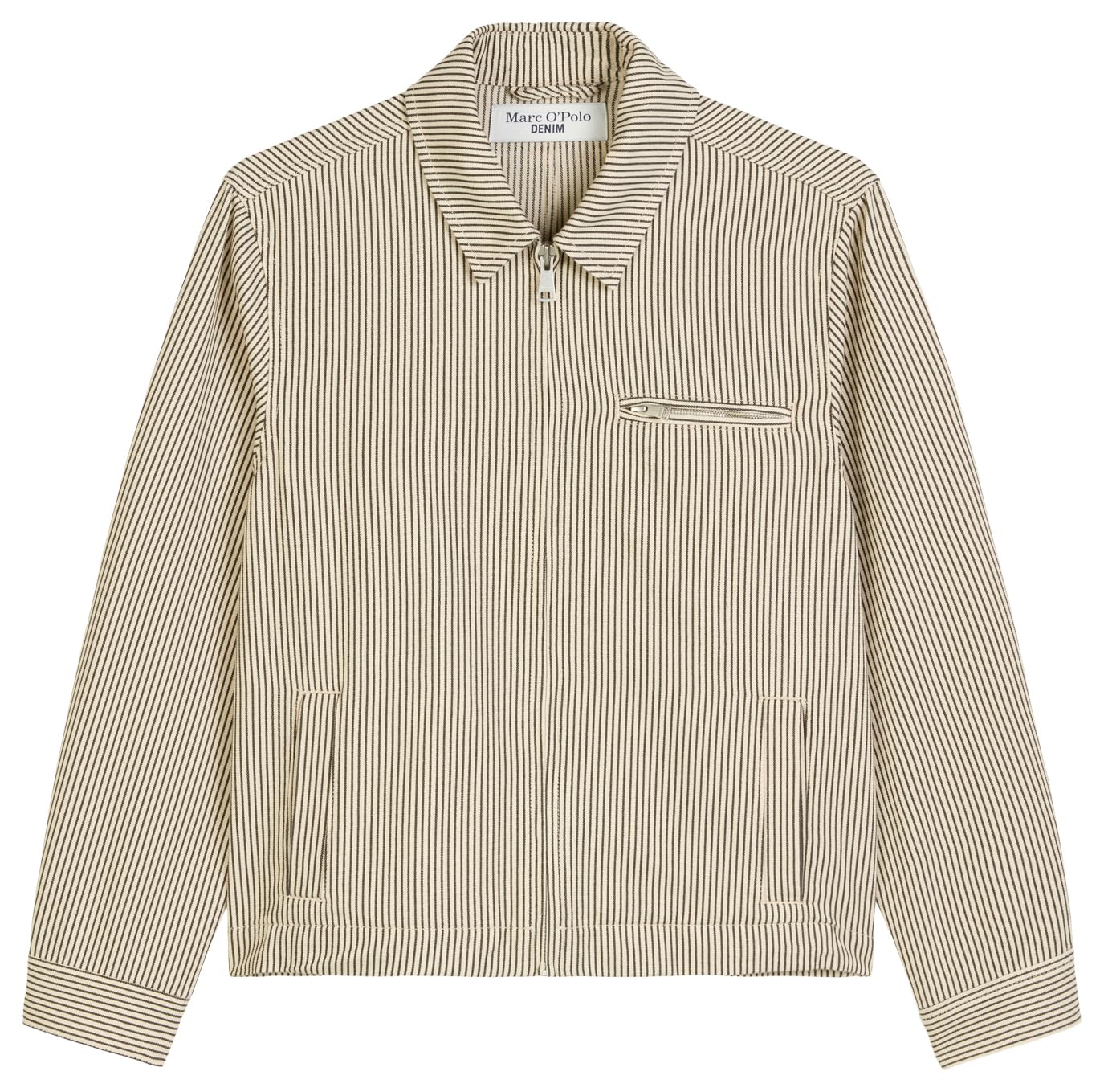 Marc OߴPolo Denim Men's Striped Denim Jacket with Zip, Multicolor (Offwhite Multi 01), S