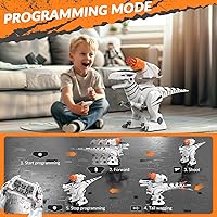 Vista 3 de STEMTRON Robot de dinosaurio de juguete programable de control remoto para niños, dinosaurio robótico interactivo, dinosaurio robo, robot RC