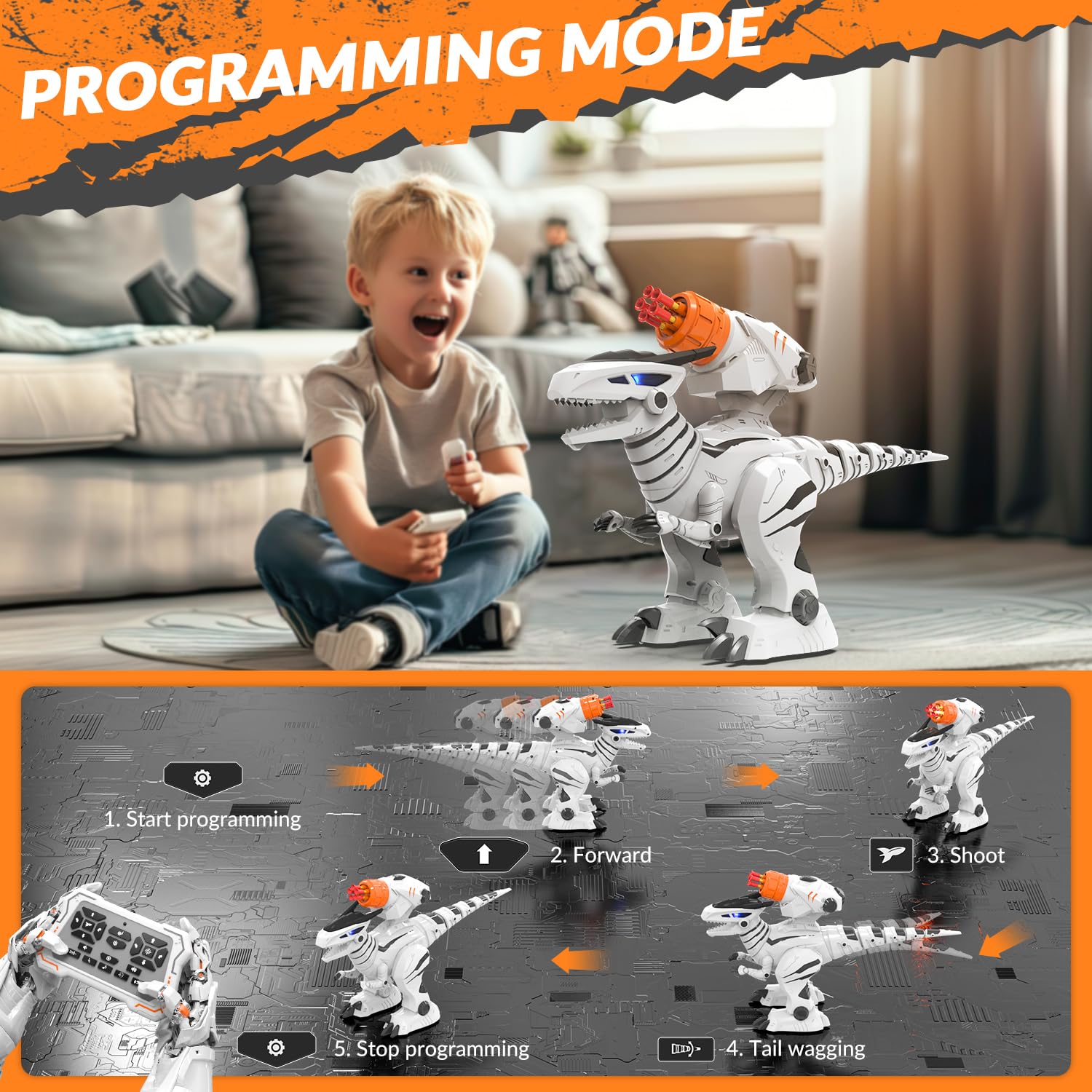 Snapklik.com : STEMTRON Programmable Remote Control Robot Dinosaur Toy ...