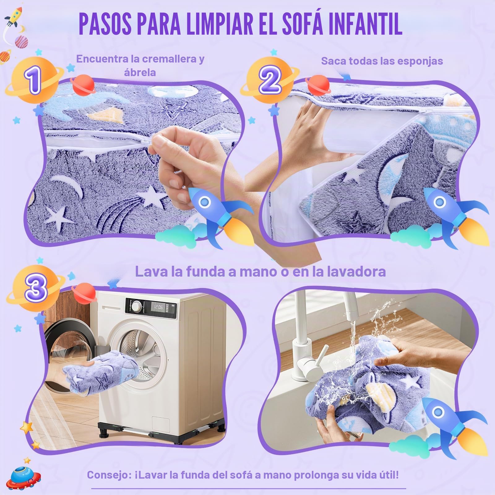 Sofá Cama para Niños 2 en 1 Extra Ancho, Sofá Plegable para niños, Sofá Infantil Plegable de Sherpa Suave con Dinosaurio Brillante, Cama Convertible para Niños/Niñas (Astronautas)