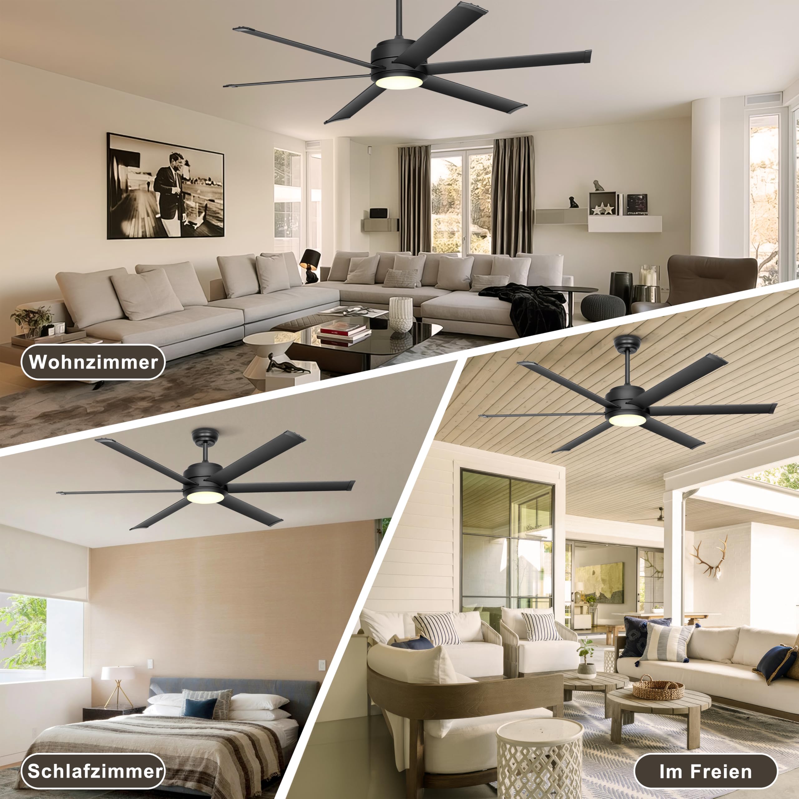 Ohniyou Deckenventilator mit Beleuchtung 152,4 cm 60 Zoll dimmbar Gleichstrommotor Fernbedienung App