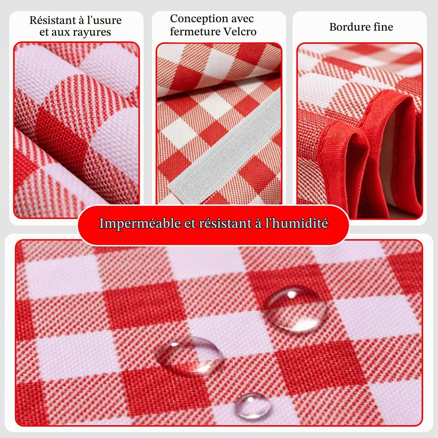 Nappe Pique Nique 200 * 200CM Grande,Couverture Pique Nique Rouge Pliable avec Poignée,Tapis Pique Nique Lavable en Machine pour la Randonnée Voyage Camping en Plein Air,Parc,Jardin,Plage,Camping