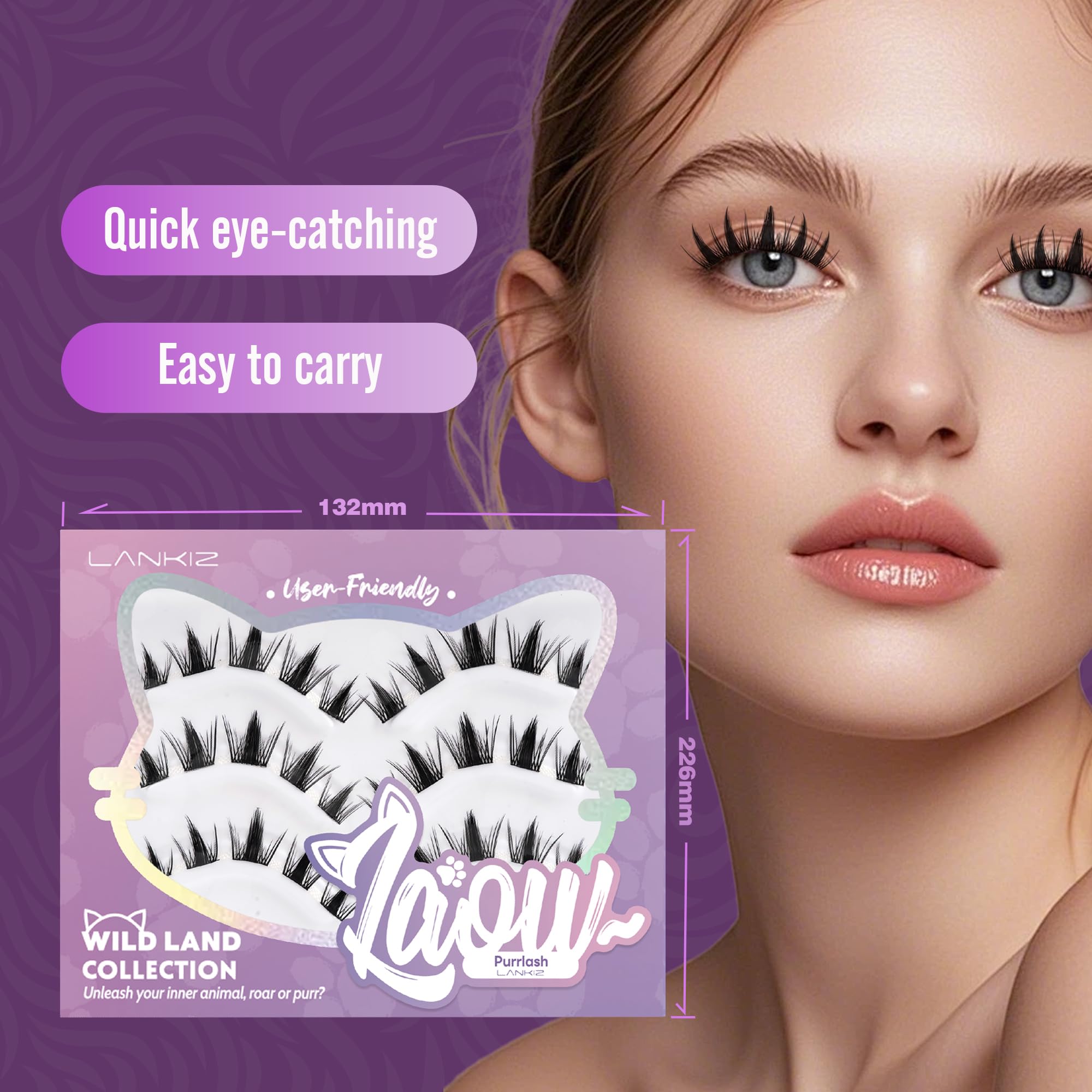Cluster Lashes C Curl Individual Eyelashes Wispy Fluffy Cat Eye Eyelash Clusters LANKIZ for Striking Evening Looks - Beginner Friendly - Image 4