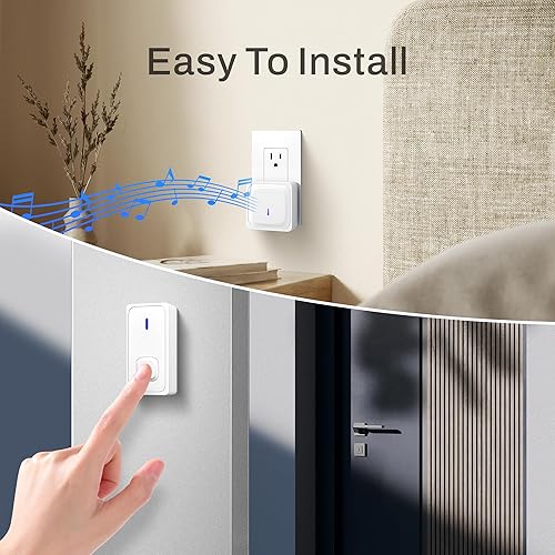 Miniatura 7 de BN-LINK Timbre inalámbrico, timbre de puerta impermeable, fácil instalación, rango de 1000 pies, volumen ajustable y 58 campanillas, flash LED,
