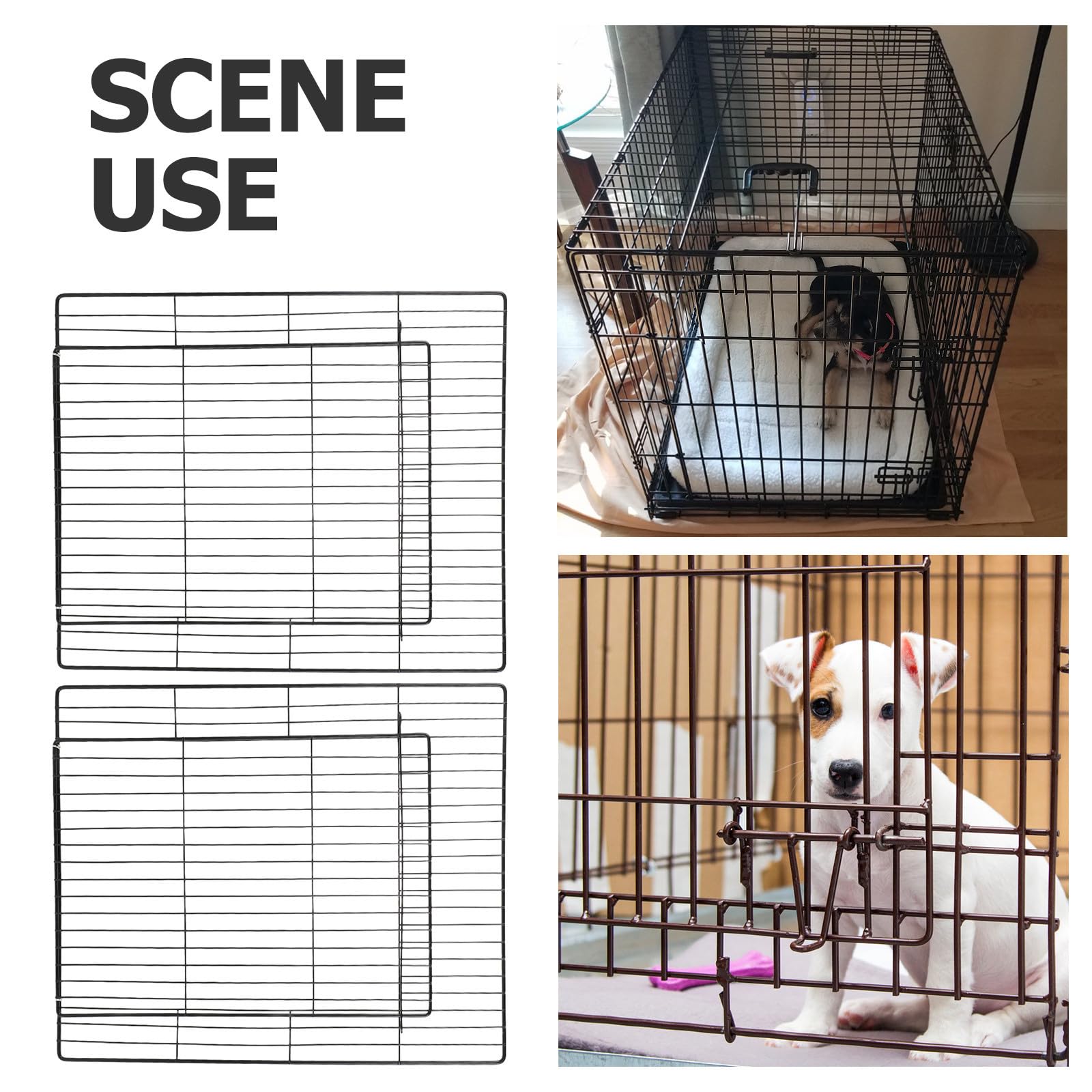 iplusmile 2 Pezzi Recinzione con Porta Rimovibile in Ferro per Gabbia di Cani e Gatti 45x35 Cm, Accessorio per Animali Domestici Adatto a Uso Interno e Spazi All'aperto
