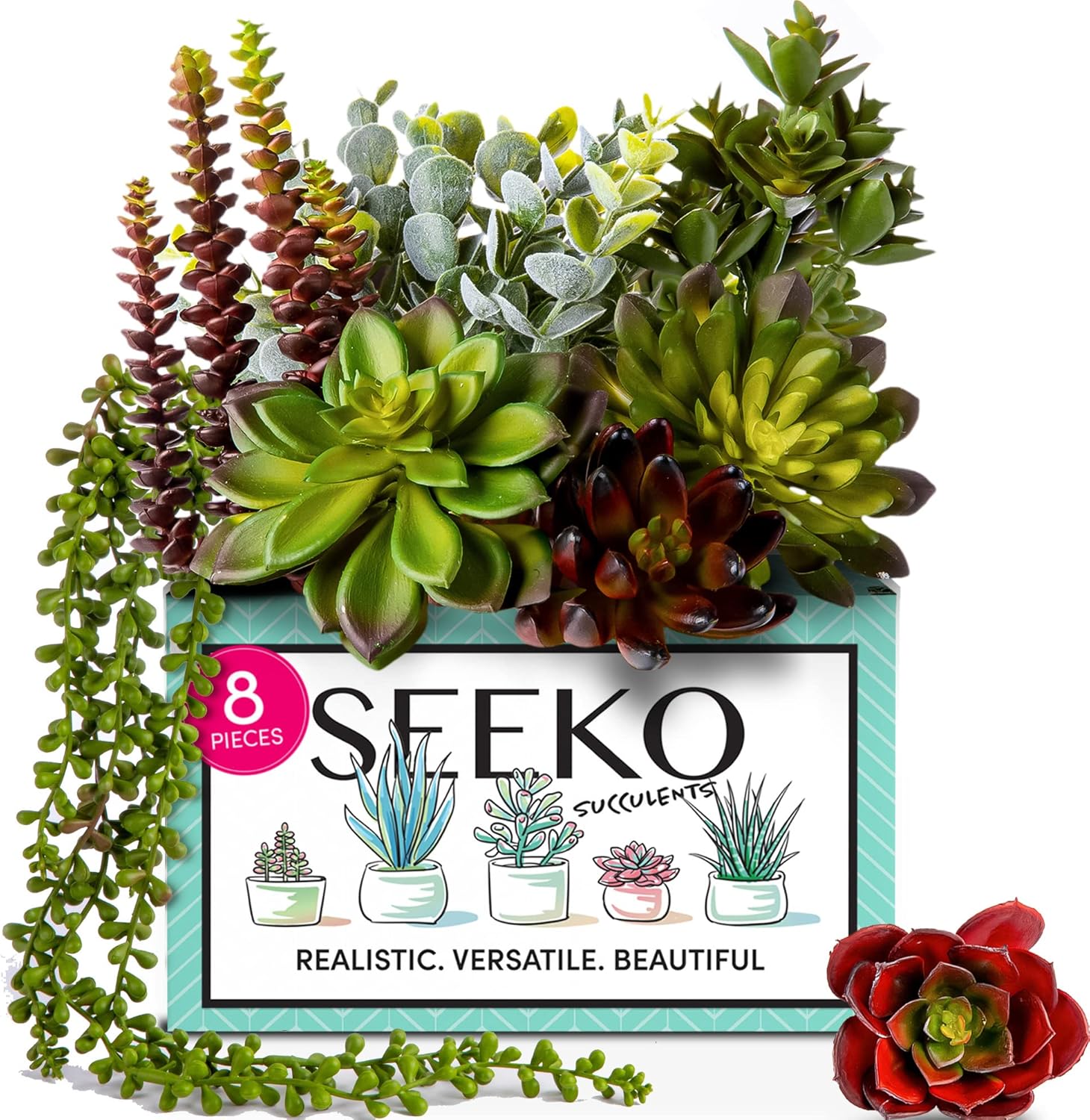 SEEKO Artificial Succulents 8 Pack Realistic Artificial Plants