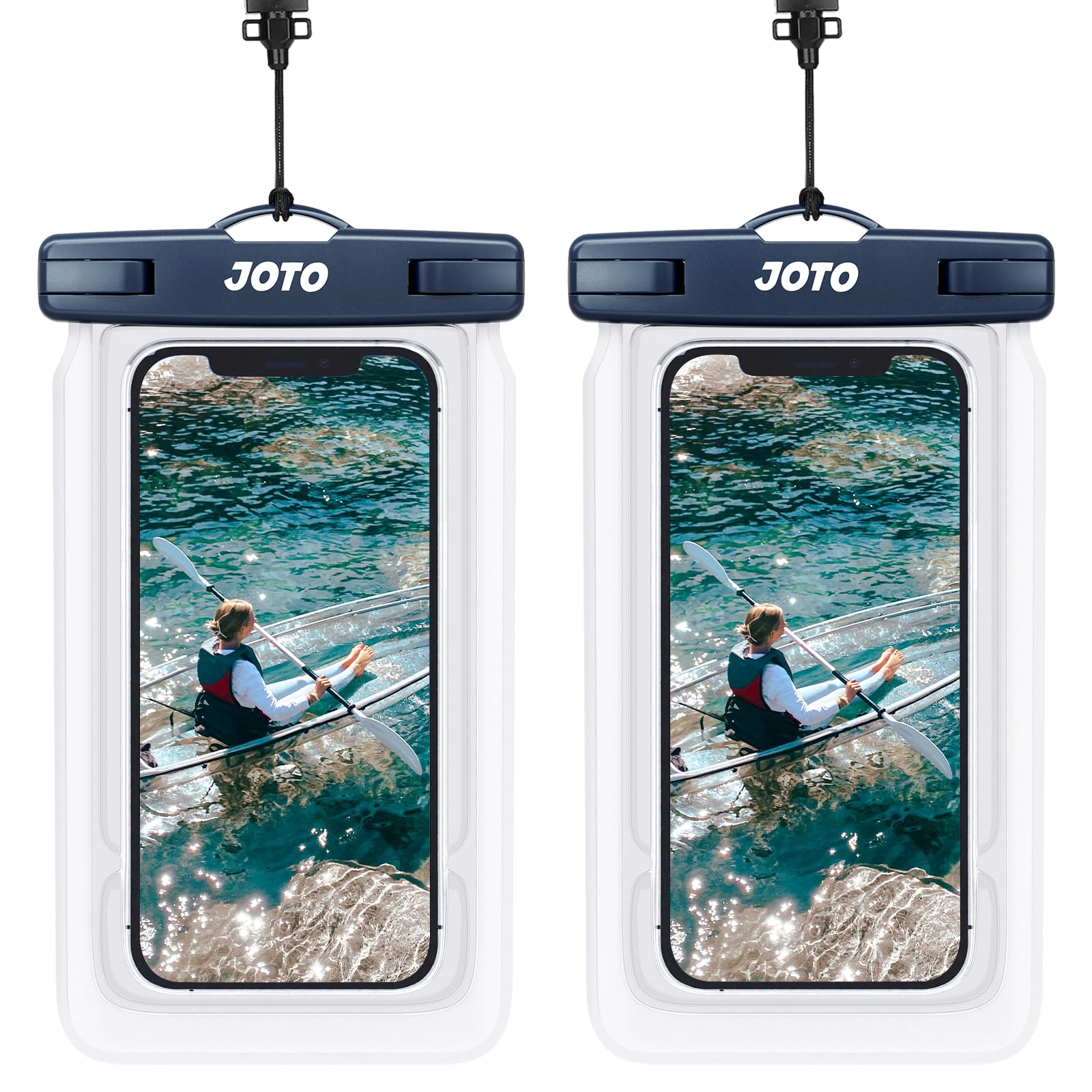 JETech Lot De 2 Pochettes Étanches Flottantes IPX8 Pour IPhone 16/15/14 Et Galaxy Jusqu'à 7 Pouces - Avec Lanière