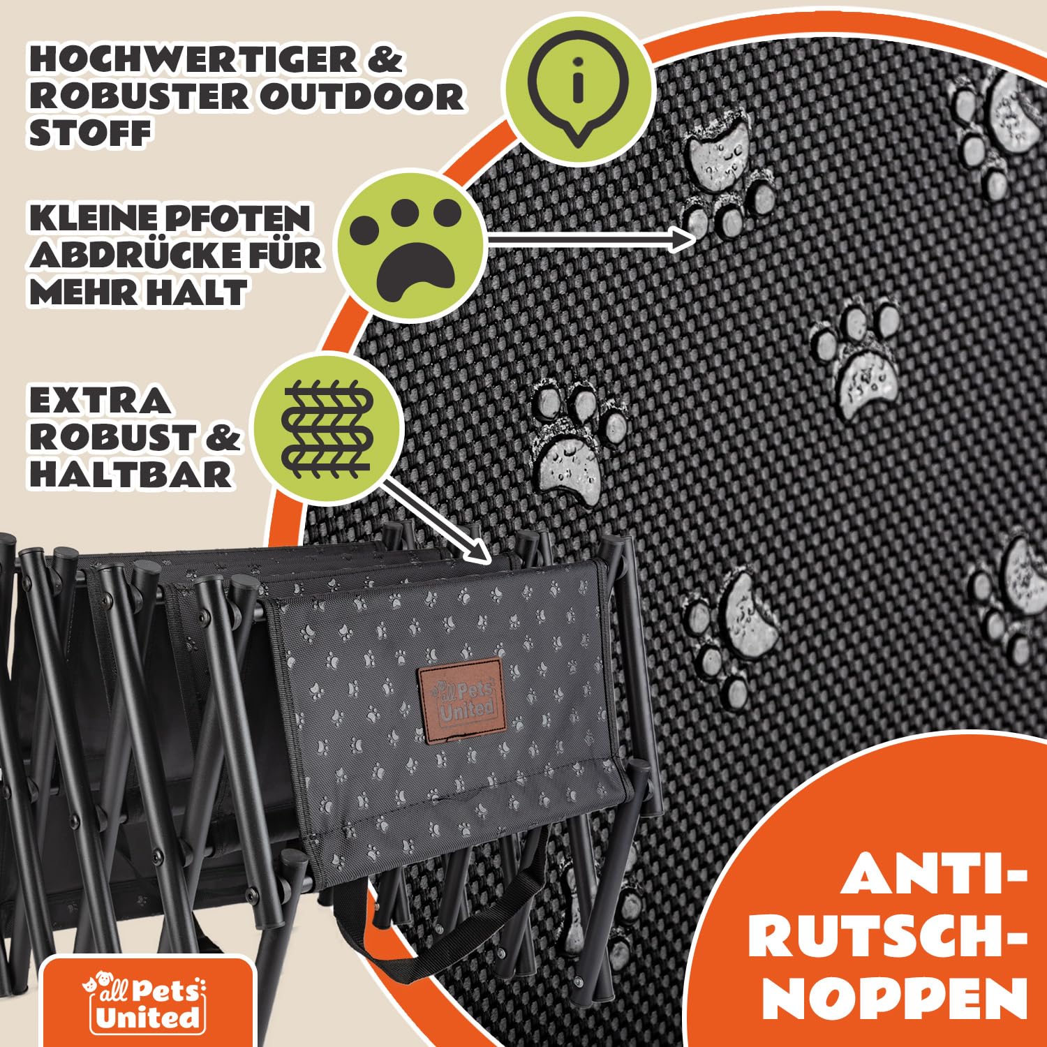 all Pets United® Hunderampe klappbar Hundetreppe Hunde- & Katzentreppe Rampe Einstiegshilfe für Kofferraum Haustiertreppe für Große & Kleine Tiere (Hundetreppe)