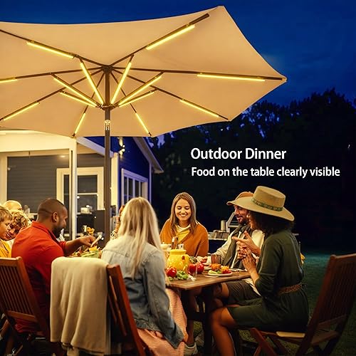 Miniatura 3 de Luces de sombrilla de patio al aire libre, 1000 lúmenes 15 W LED blanco cálido, impermeable con temporizador regulable, luz de poste de sombrilla