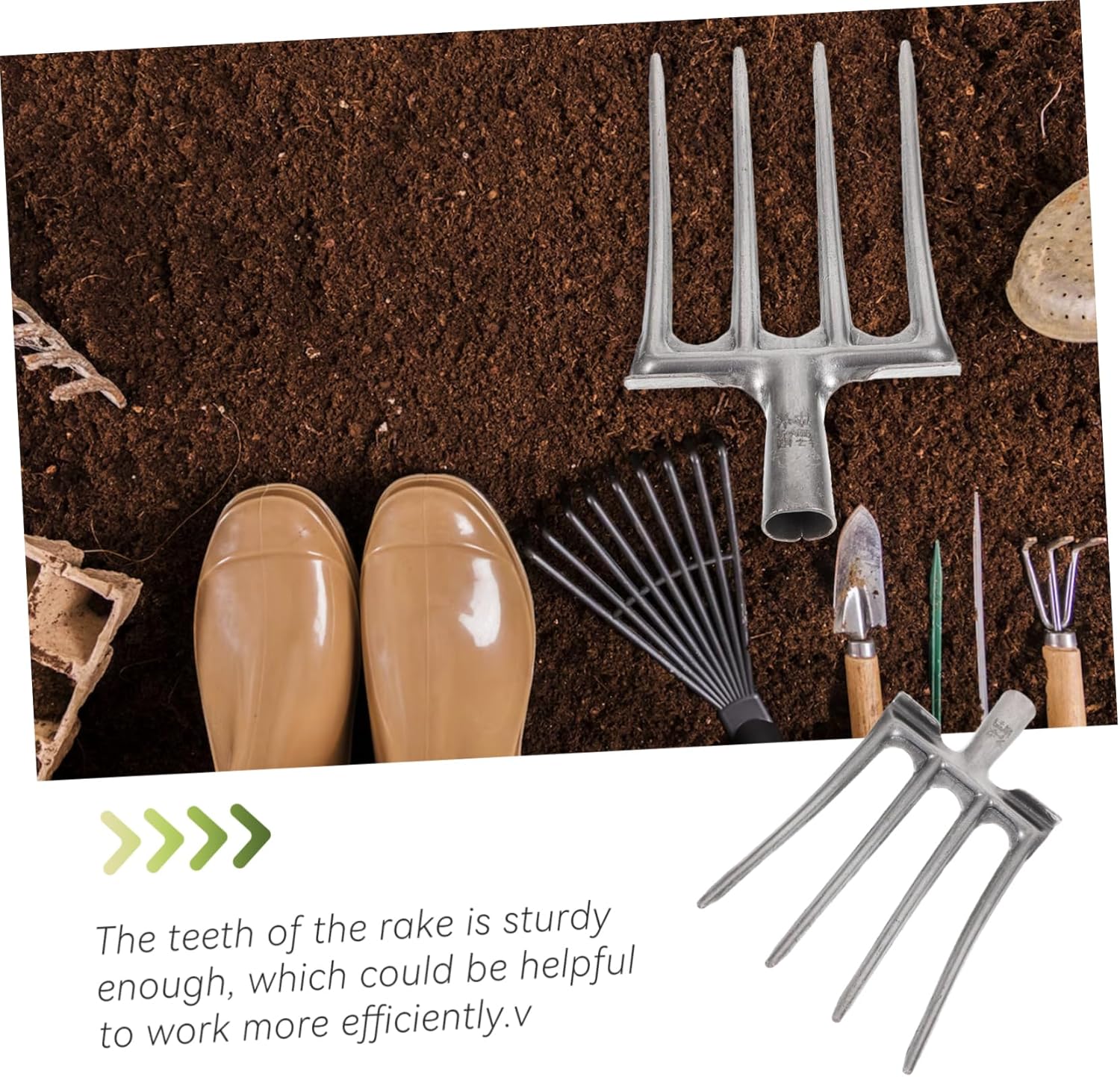 POPETPOP Manganese Steel Garden Rake for Soil Loosening and Planting Durable Outdoor Gardening Tool for Digging Weeding and Transplanting for Efficient Gardening Tasks