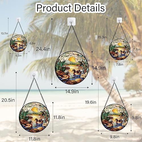 Miniatura 6 de Atrapasoles para colgar vidrieras, patos en el estanque, para puerta, decoración del hogar, paisaje, plantas, atrapasoles, Navidad, día de la madre,