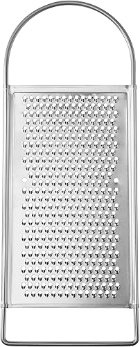 Rallador fino para cocina, rallador plano de acero inoxidable, triturador de cocina con asa, rallador de alimentos para queso, frutas, verduras