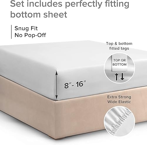 Miniatura 3 de Sábana bajera de algodón King  Algodón de 400 hilos  Sábanas de algodón tamaño King  Sábana bajera individual  Algodón crujiente  Se adapta