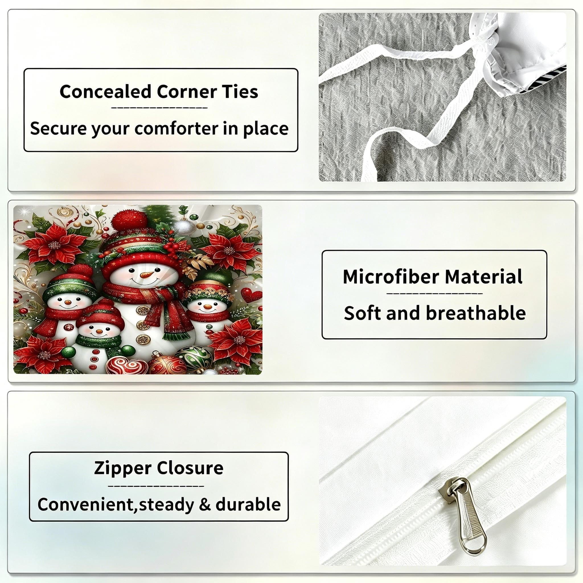 Copripiumino Matrimoniale Pupazzo Di Neve Bianco 260x240, ZW270 | Traspiranti Durevoli Microfibra, per Tutta la Famiglia, Matrimoniale, per Tutte le Stagioni, con 2 Federe 50x80 cm
