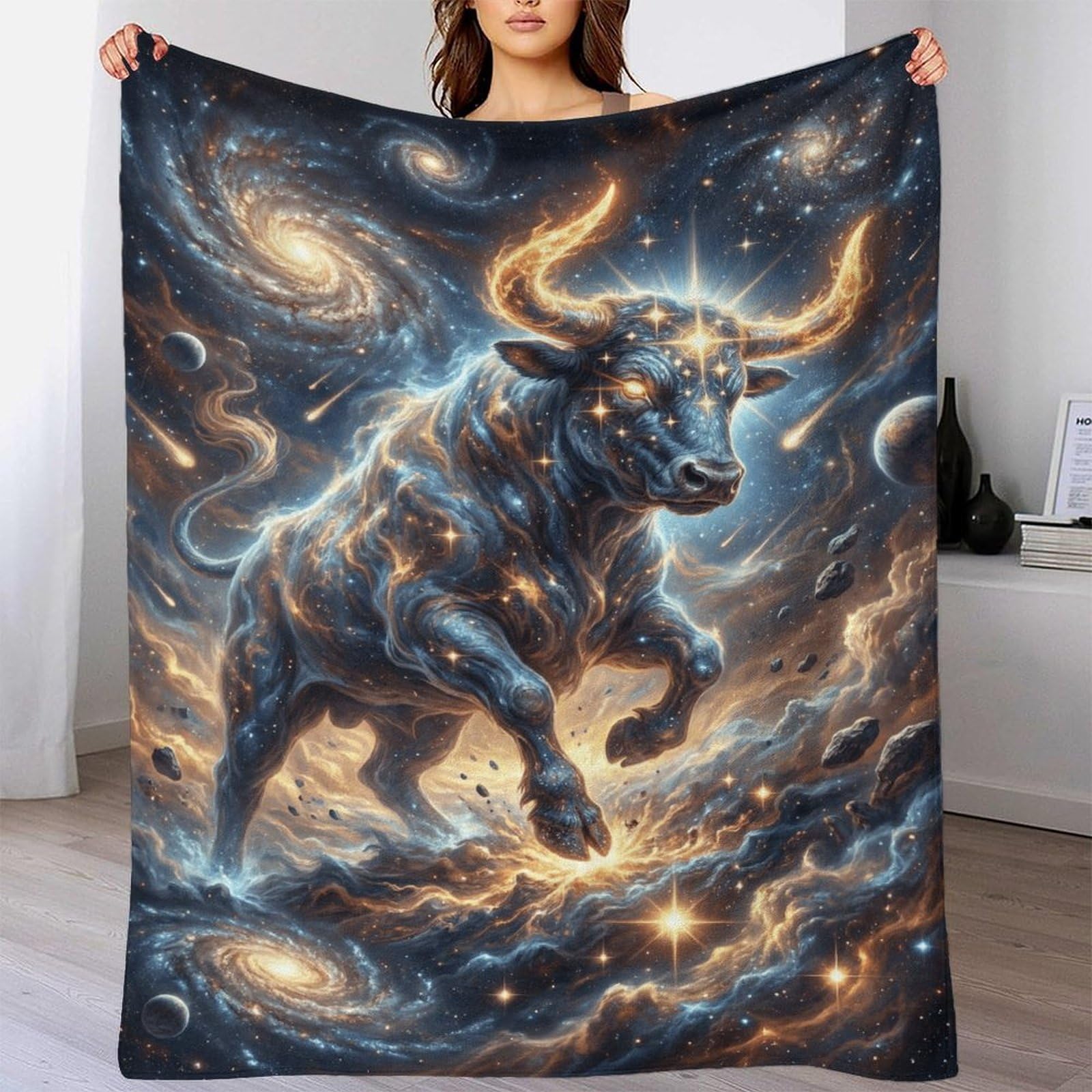 W7C8U2X3 Taurus Zodiac for for Flannel Throw Blanket, Bedroom Sofa Couch