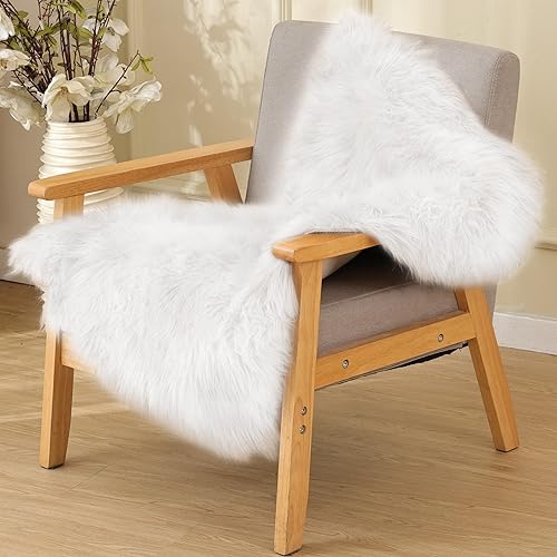 ORINOVA White Faux Sheepskin Shag Fur Rug Washable Area Rugs