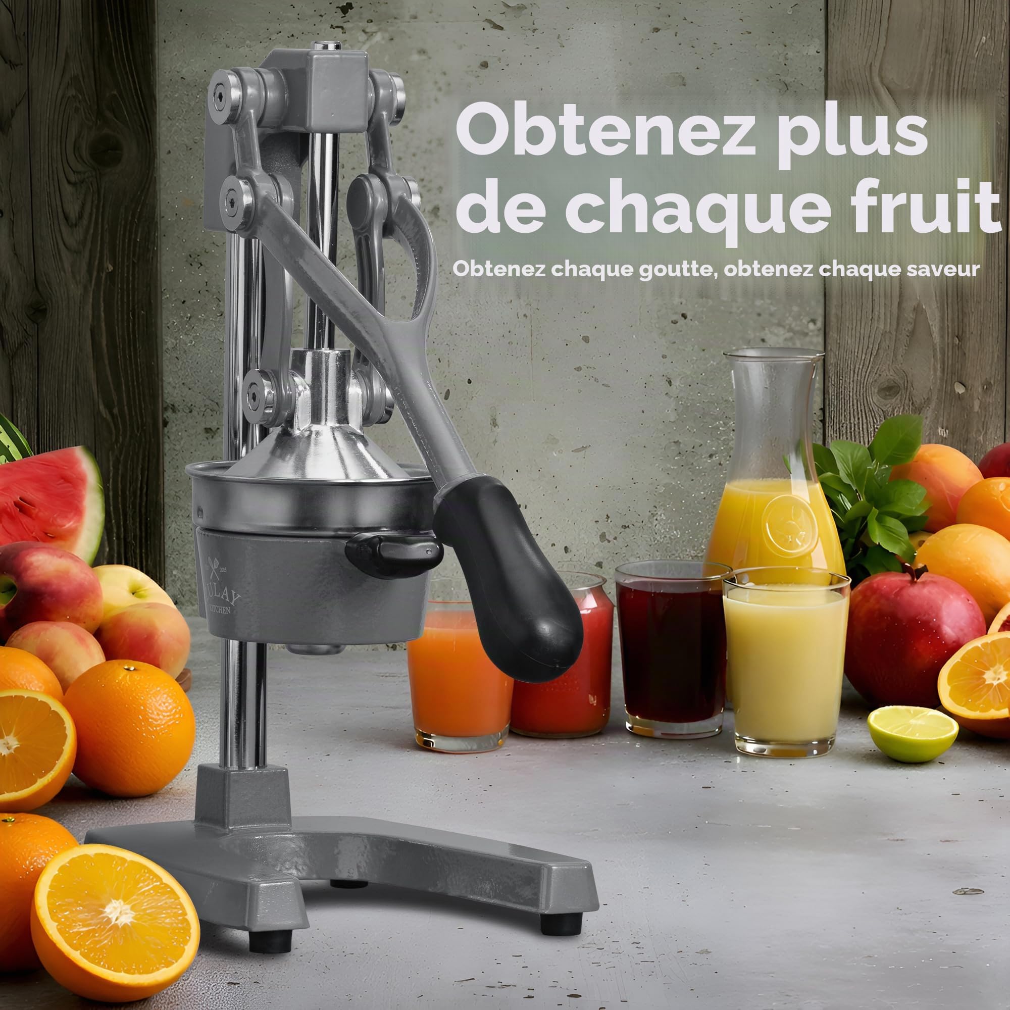Zulay Kitchen Presse-agrumes Manuelle en Fonte, Presse de Jus Presse d'Oranges Manuelle pour Agrumes, Robuste Presse de Fruits en Acier Inoxydable, Extracteur de Jus en Fonte, Entsafter Manuel pour