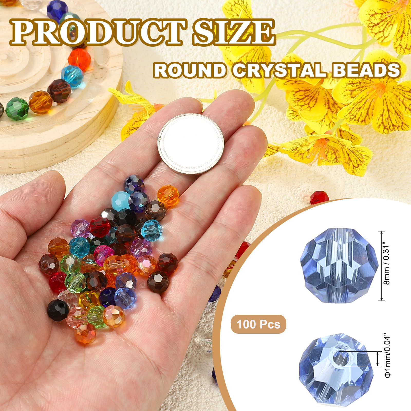 PATIKIL 8mm Round Crystal Beads - Image 2