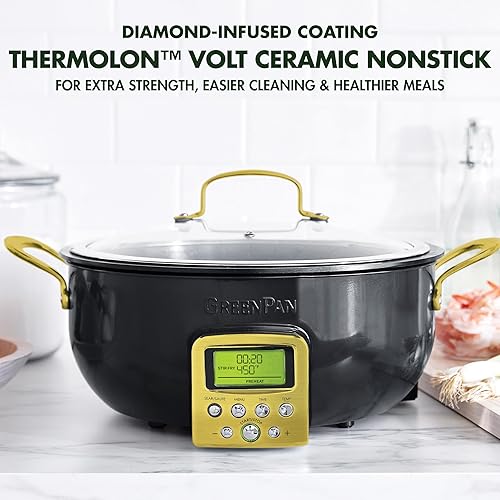 Miniatura 2 de GreenPan Elite Reserve Essential - Olla eléctrica inteligente de 6 cuartos de galón, preajustes para saltear salteados y cocinar arroz, cerámica