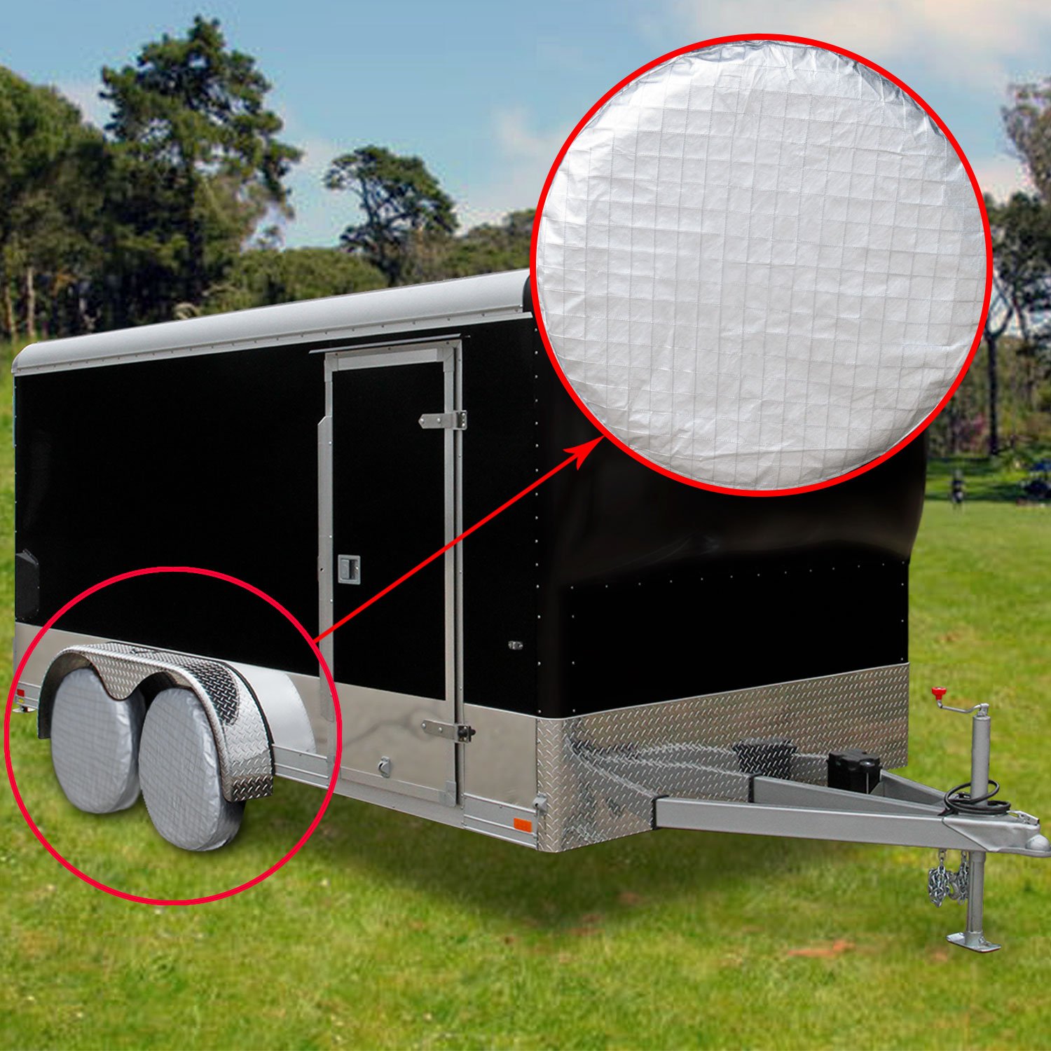 Fundas para neumáticos, perfectas para caravanas, protección solar universal, protege del polvo, 4 unidades, película de aluminio impermeable, con correa y hebilla ajustable