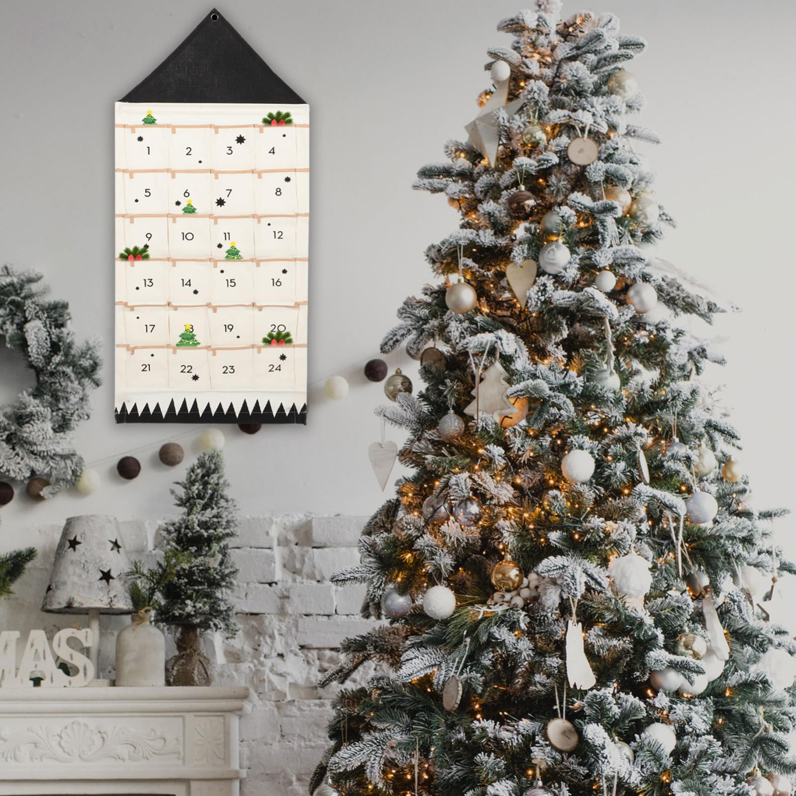 VICASKY 2piezas Bolsa De Almacenamiento Colgante De Navidad Bolsillos Organizador Multifuncional Para Pared Decoración De Adviento Para Adultos Para Mantener Orden Adornos y Pequeños