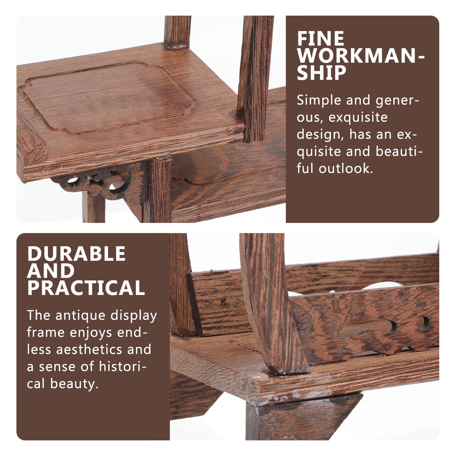 MOBUTOFU Vintage Wood Display Stand Curio Storage Rack Antique