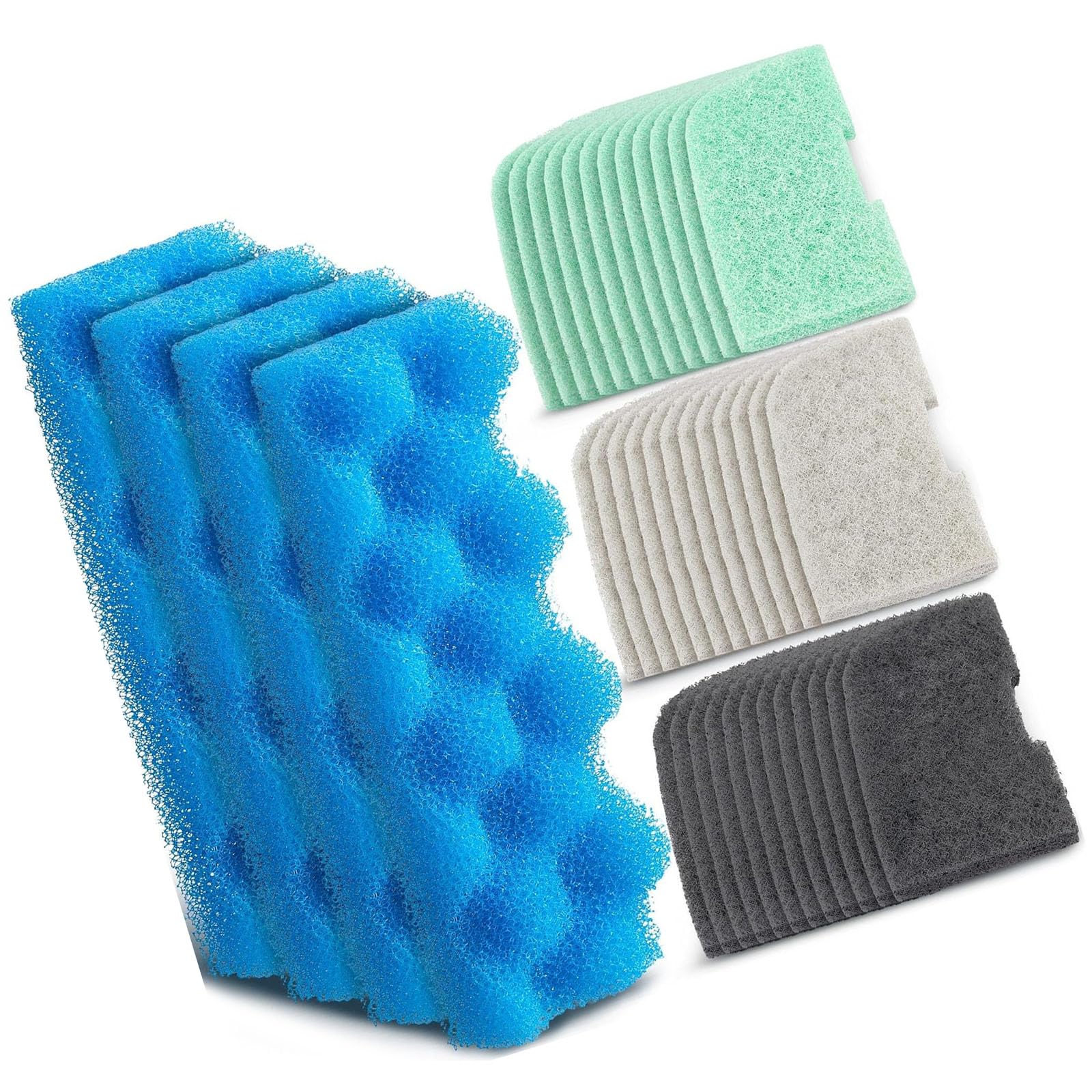 Almohadillas de Repuesto para Filtro de Recipiente de Acuario para Sistemas 306 307, Juego de Medios de Esponja de Espuma para Mantenimiento con tamaños de Almohadillas Mixtas y Uso de Cuidado