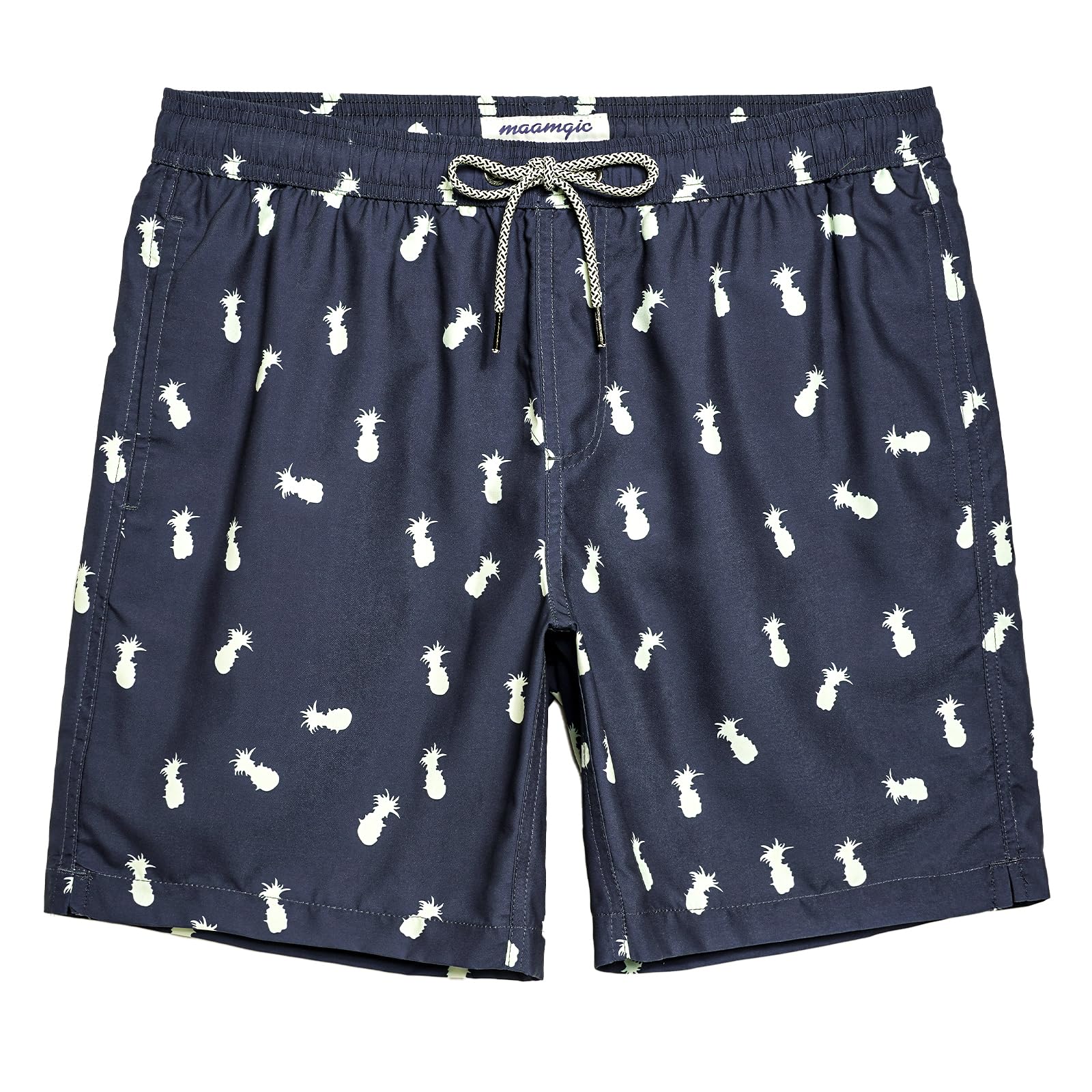 maamgic Mens Swim Trunks Quick Dry Mesh Linner with Pockets 7" Beach Shorts