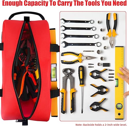 Miniatura 6 de MELOTOUGH Bolsa de herramientas de 16 pulgadas, bolsa de herramientas de lona con cremallera, resistente de 14 pulgadas, organizador de herramientas