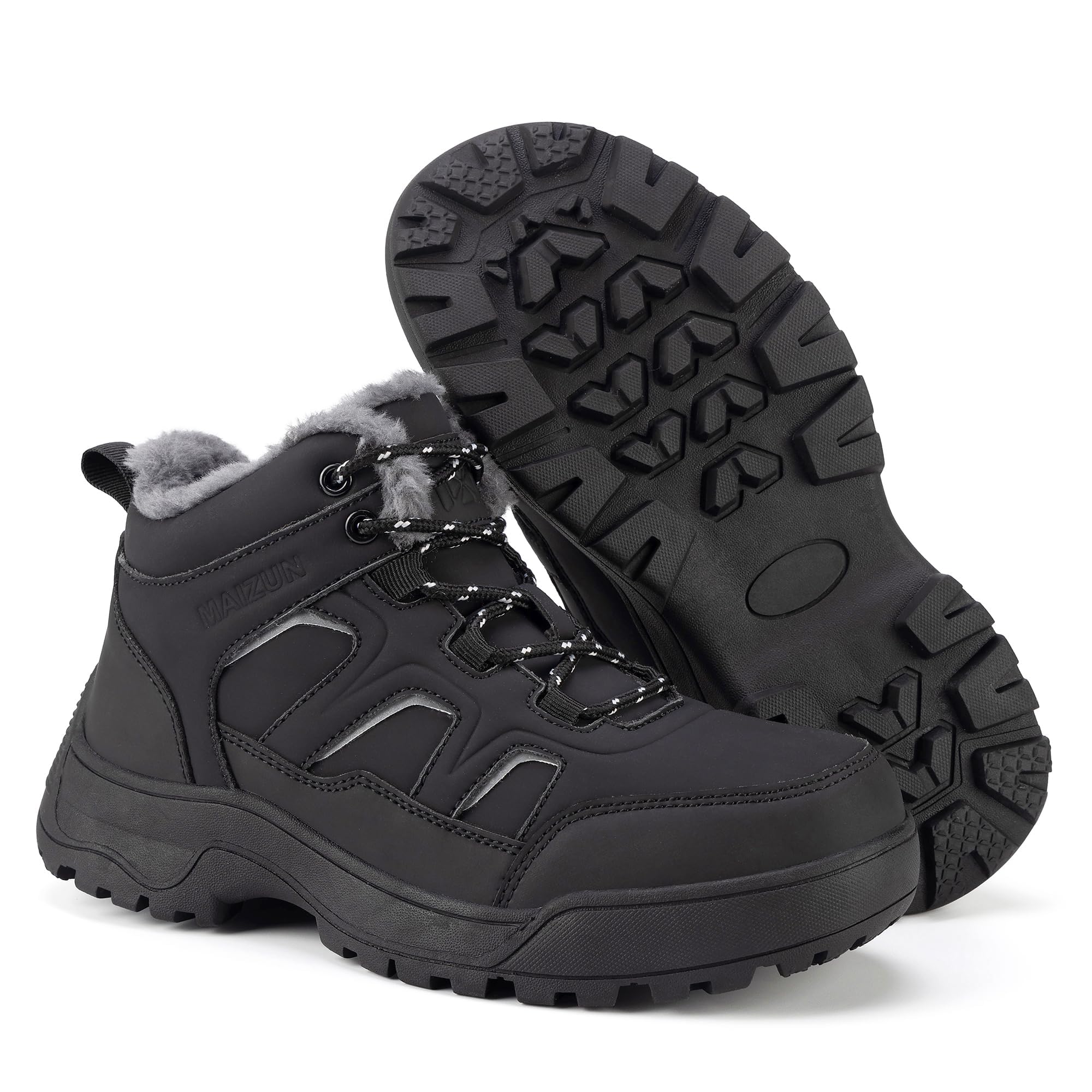 MAIZUN Winter Boots for Women Snow Warm Non-Slip Hiking Ankle Booties for Women Faux Fur Outdoor