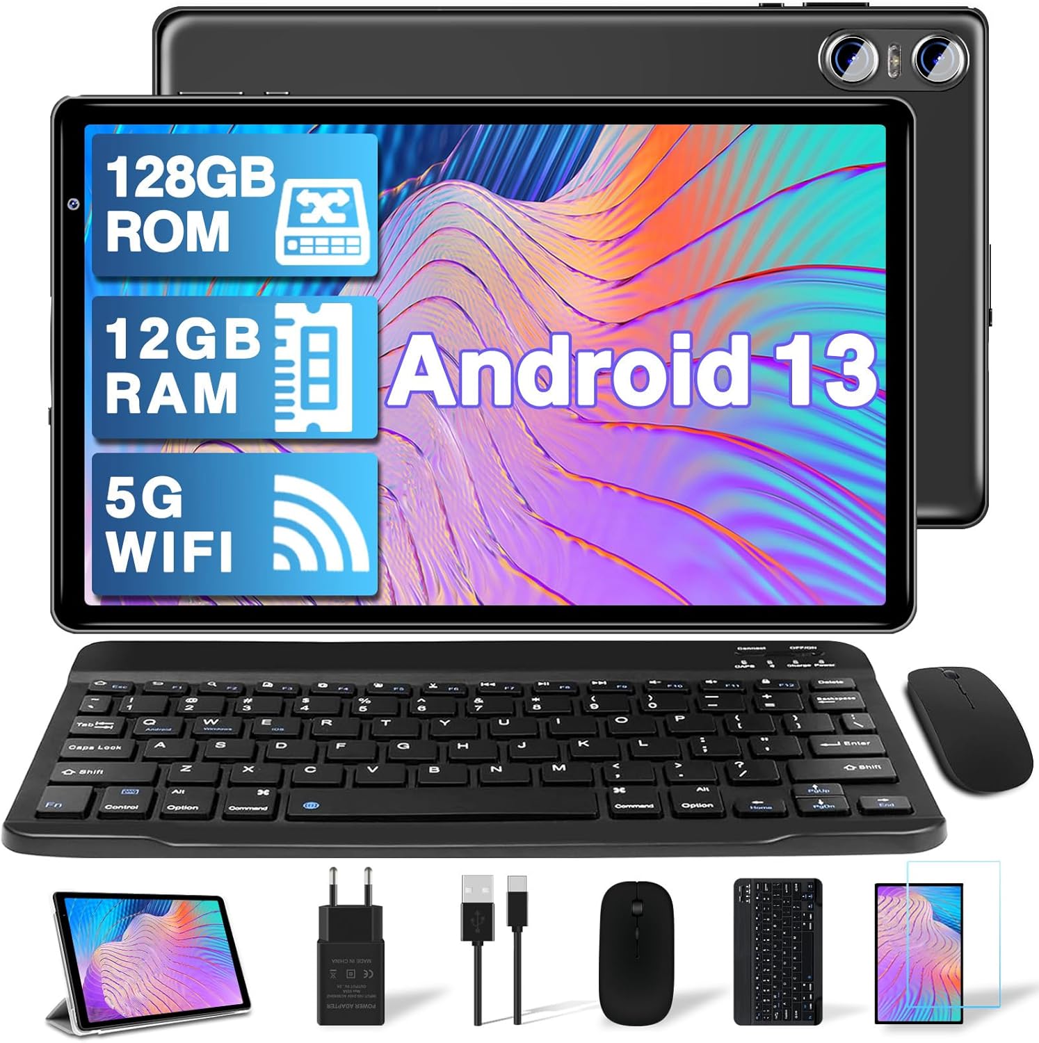 YESTEL Android 13 Tablet 10 Zoll mit 12 GB RAM 128 GB ROM , 2 in 1 ...