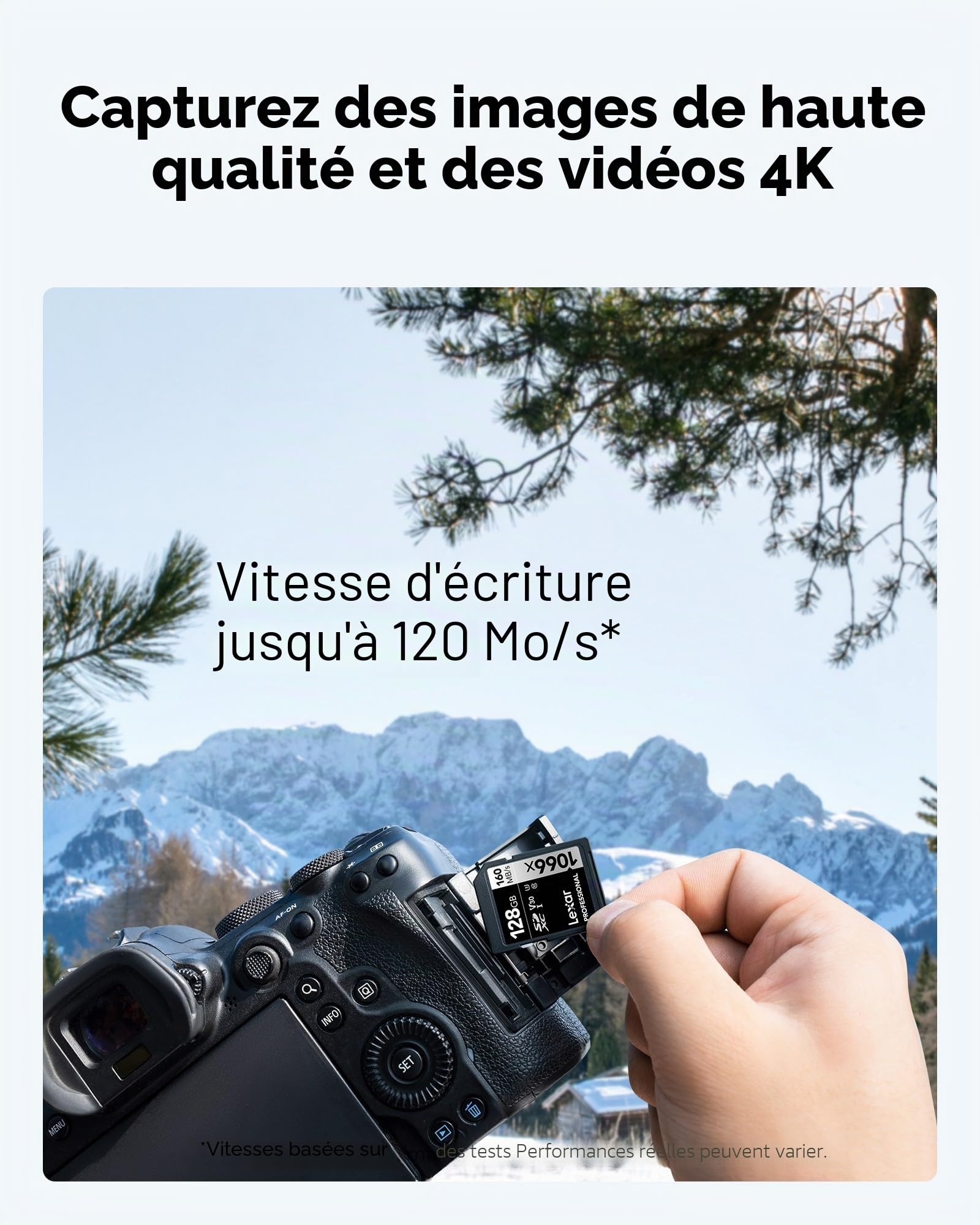 Lexar Carte SD Professionnelle 1066x 128 Go, SDXC UHS-I jusqu'à 160 Mo/s en Lecture, Carte mémoire SD V30/U3/C10 pour appareils Photo Reflex numériques et caméscopes HD