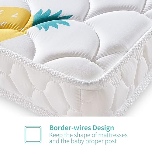 Miniatura 9 de Colchón para cuna y niños pequeños, 52 x 27.6 x 5 pulgadas, transpirable, firme, colchón de espuma de primera calidad tamaño estándar para cuna y