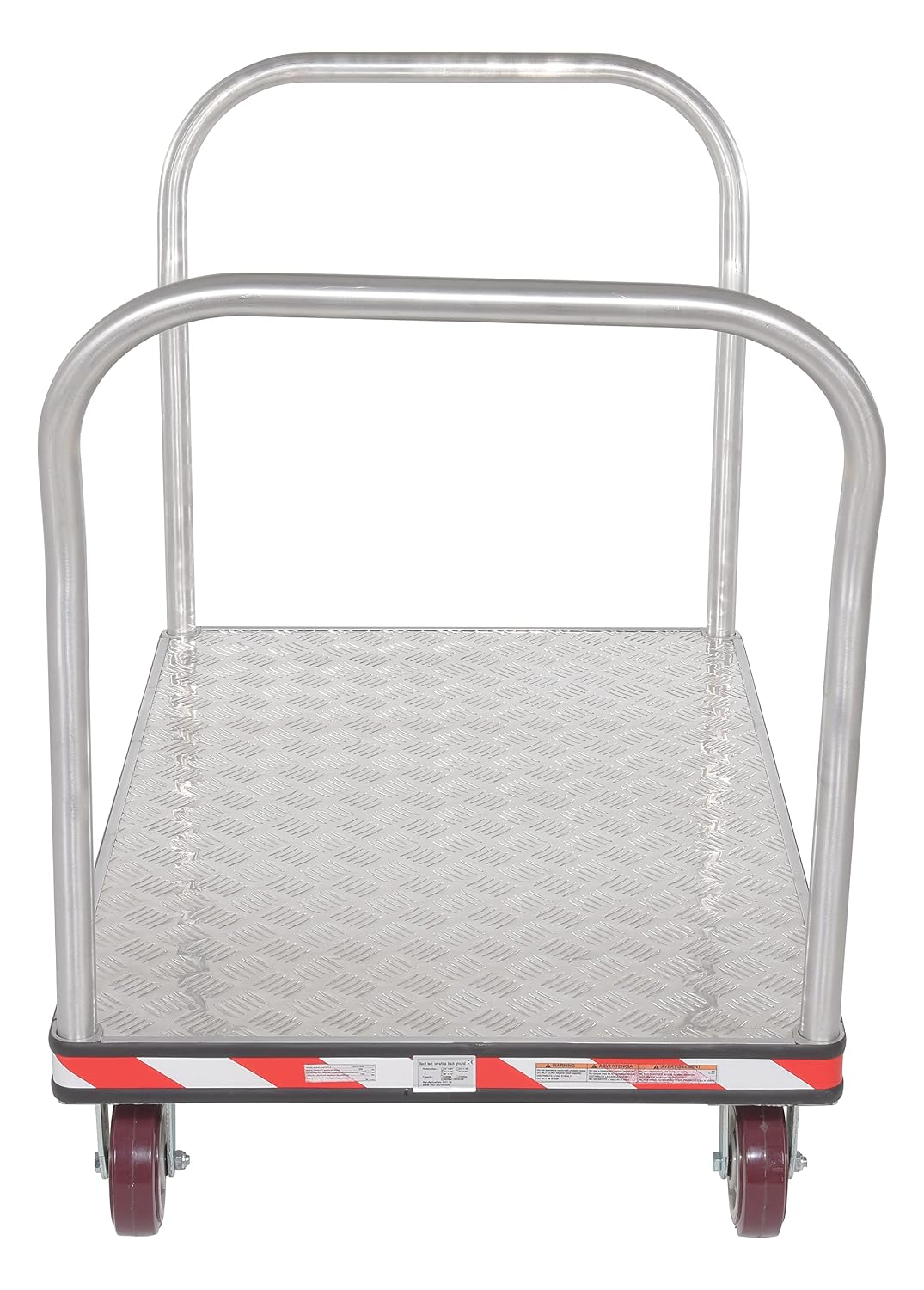 Vestil ATP-C-3048-2HDL Aluminum Heavy Duty Dual Handle Tread Plate Platform Truck 30 in. x 48 in. 3600 Lb. Capacity Silver