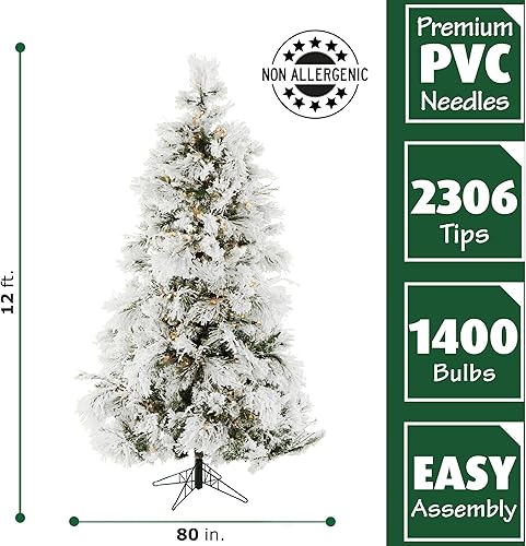 Miniatura 119 de Fraser Hill Farm - Árbol de Navidad, pino aterciopelado nevado, 10 pies LED doble multicolor y blanco cálido,Iluminación de cadena LED blanca
