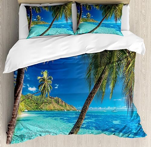 Miniatura 43 de Ambesonne Juego de funda de edredón de pesca, lubina de boca grande atrapando un bocado en espray de agua, imagen salvaje, juego de cama decorativo