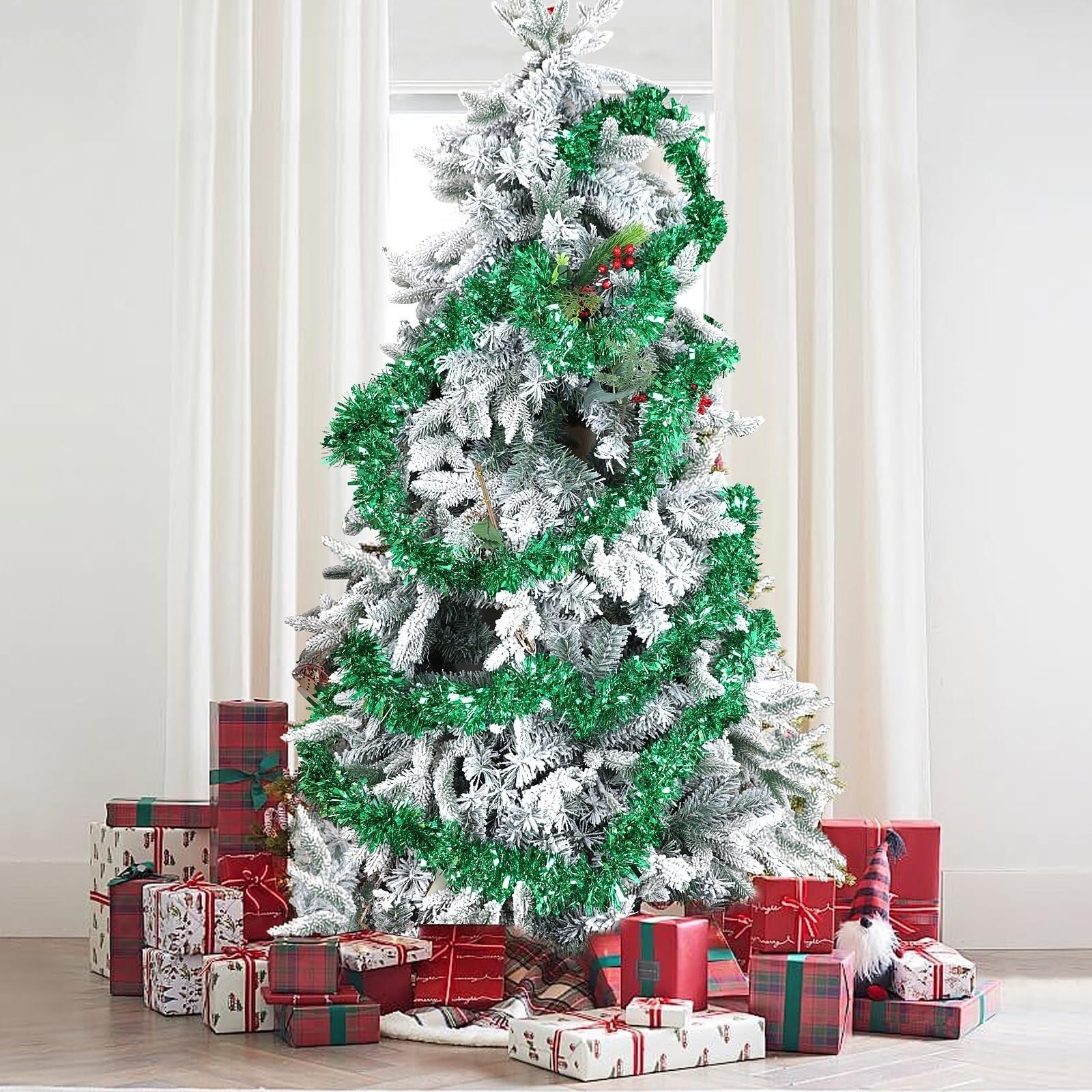 Lametta Weihnachtsbaum 1 Stück Weihnachtslametta-Girlande for Weihnachtsbaum-, Hochzeits- Und Partydekorationen Girlande Weihnachten(Blue,5M)