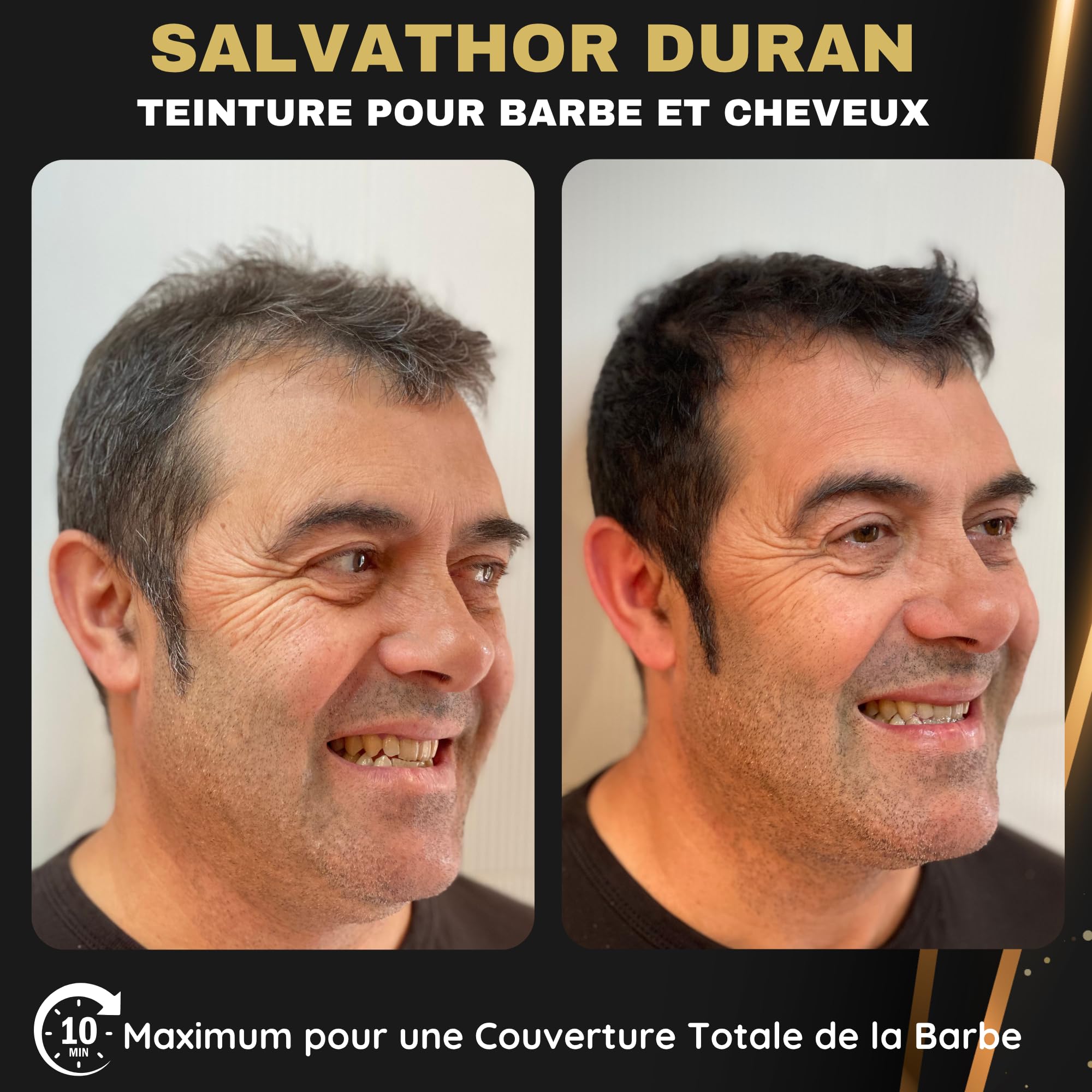 Shampoing Colorant - Teinture Barbe Homme - Teinture Barbe - Shampoing Colorant Noir - 40 Applications - Salvathor Duran - 500 ml