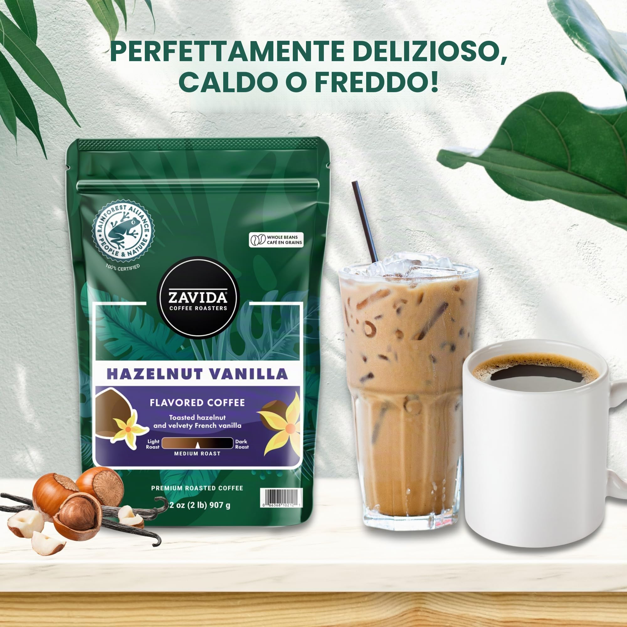 Zavida Hazelnut Vanilla Premium Whole Bean Coffee (2 lb)