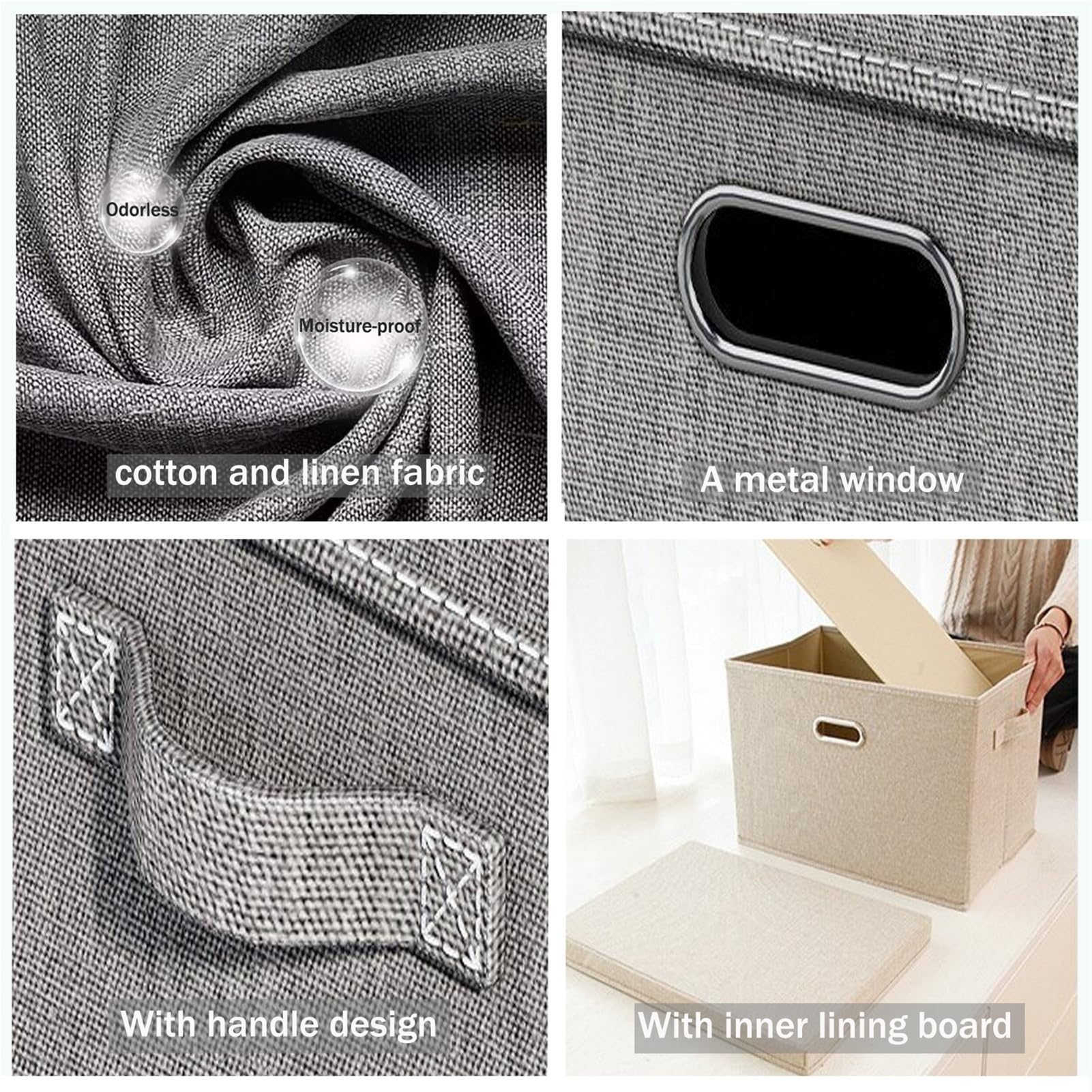 Caja Del Organizador de Almacenamiento Del Cubo con Tapa Plegable, Caja de Armario Apilable de Tela/Gray/50 * 35 * 31 cm