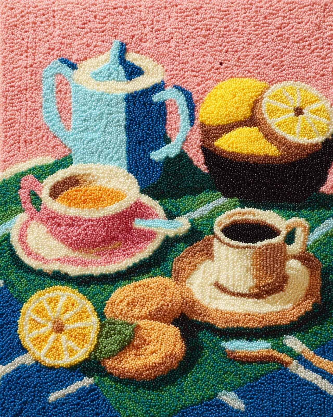 Wallphantom Coffee Cups And Cakes Latch Hook Rug Kits For Adults,