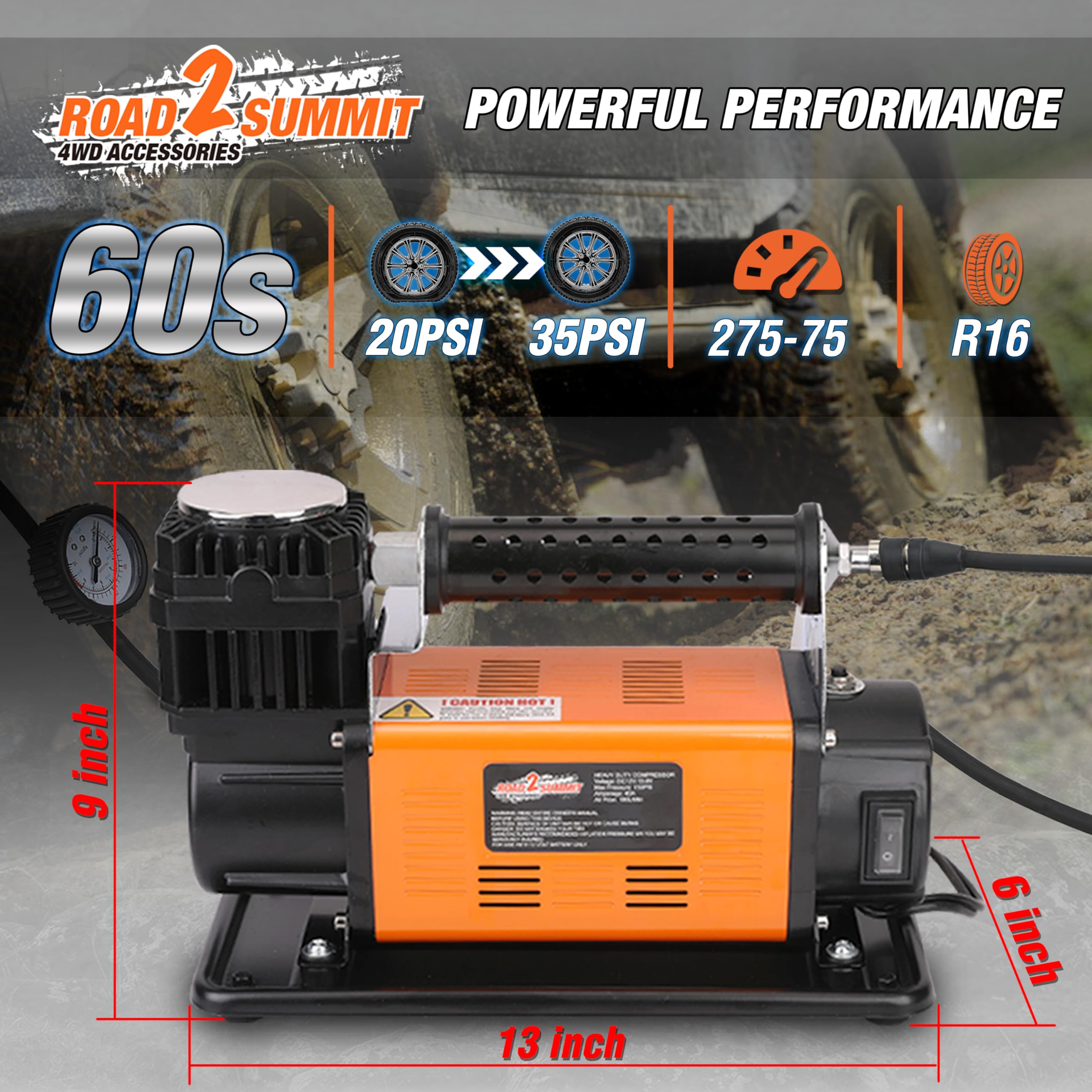 Wytrzymała przenośna sprężarka powietrza 12 V do pompowania 180 l/min, maks. 150 psi, zestaw sprężarek powietrza do pojazdów terenowych 4x4, pompa powietrza do opon górskich, opony