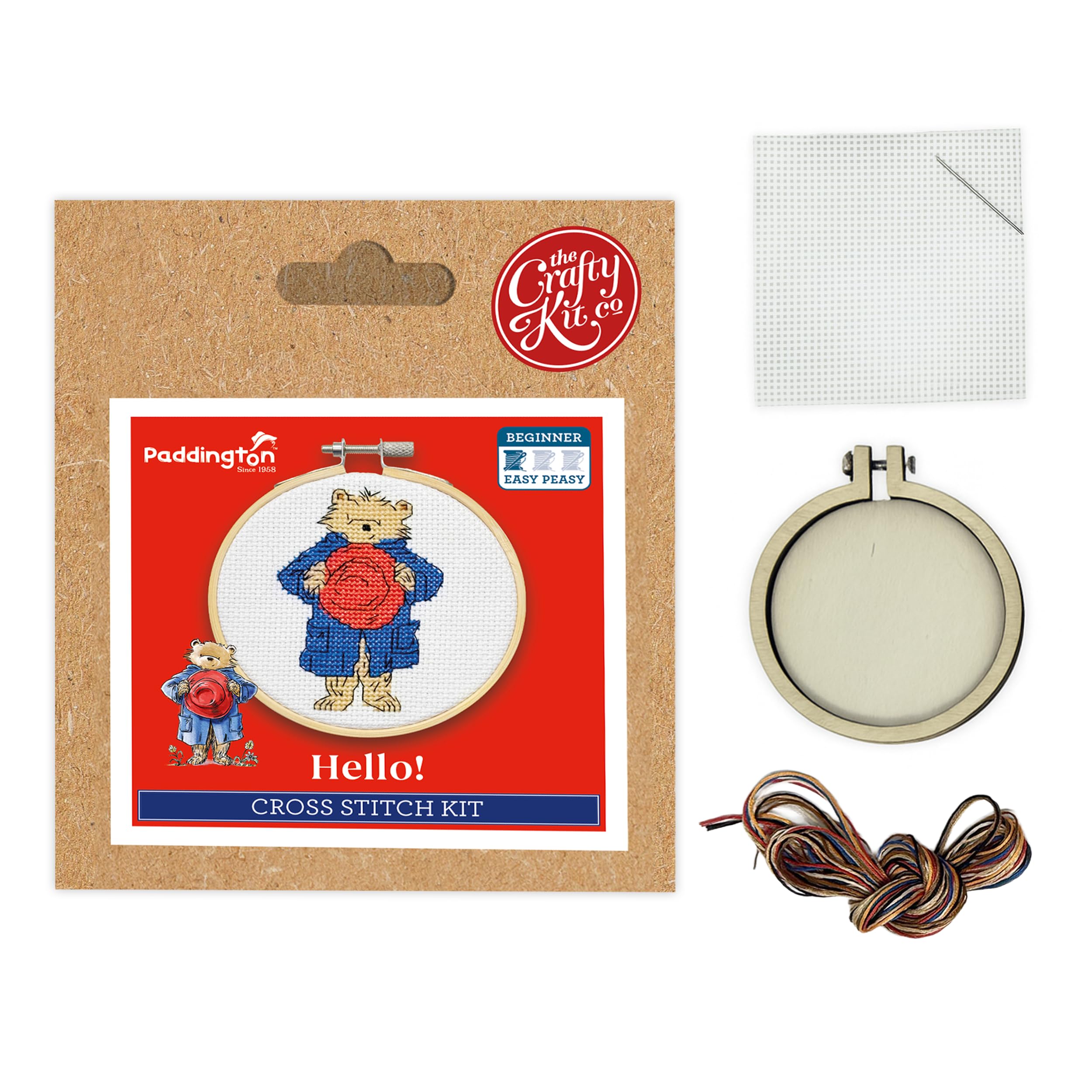 Hello! (Paddington Bear) Mini Cross Stitch Kit With Hoop By the Crafty Kit Comp